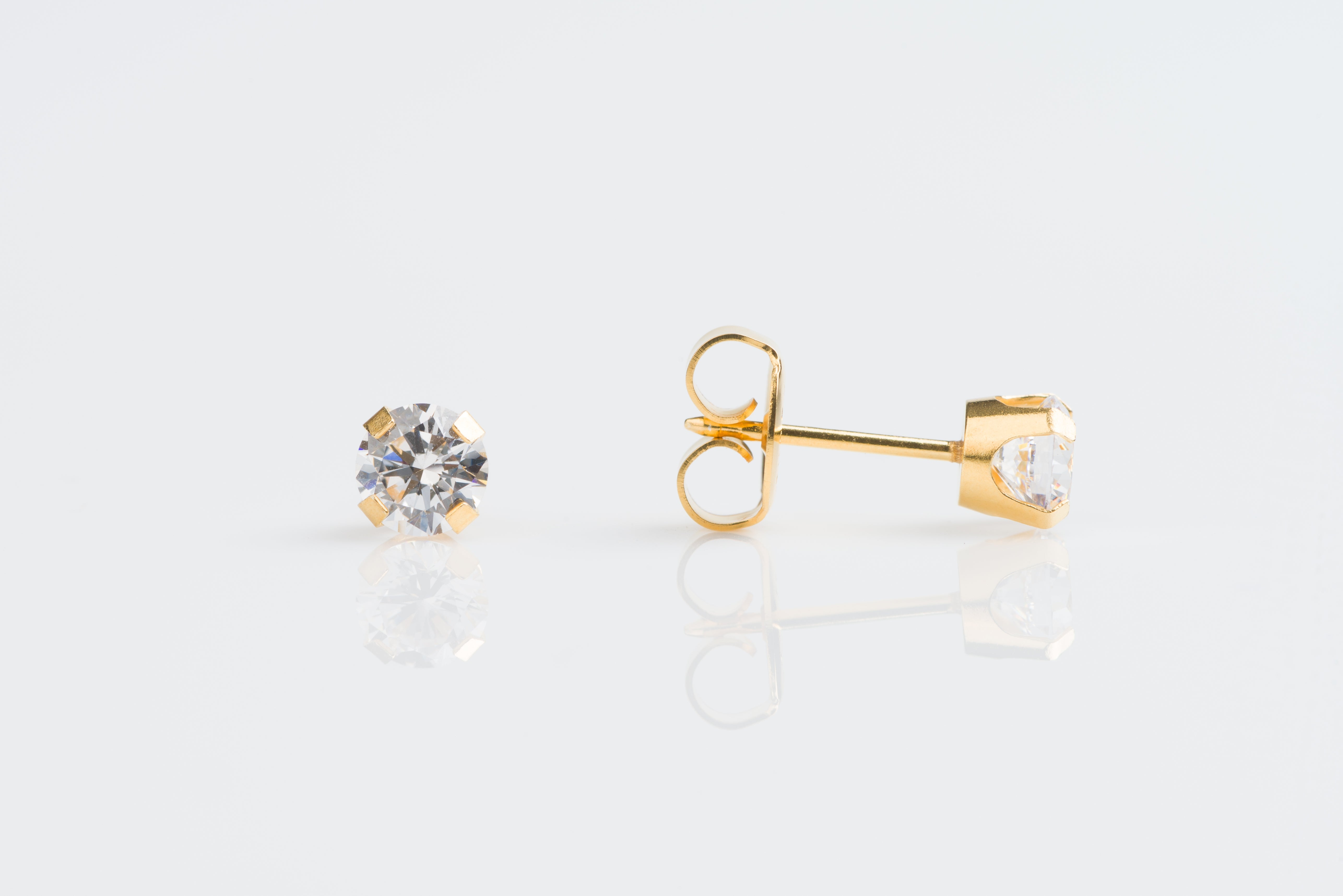 System 75™ 5mm 14K Yellow Gold Prong-Set Cubic Zirconia Piercing Studs