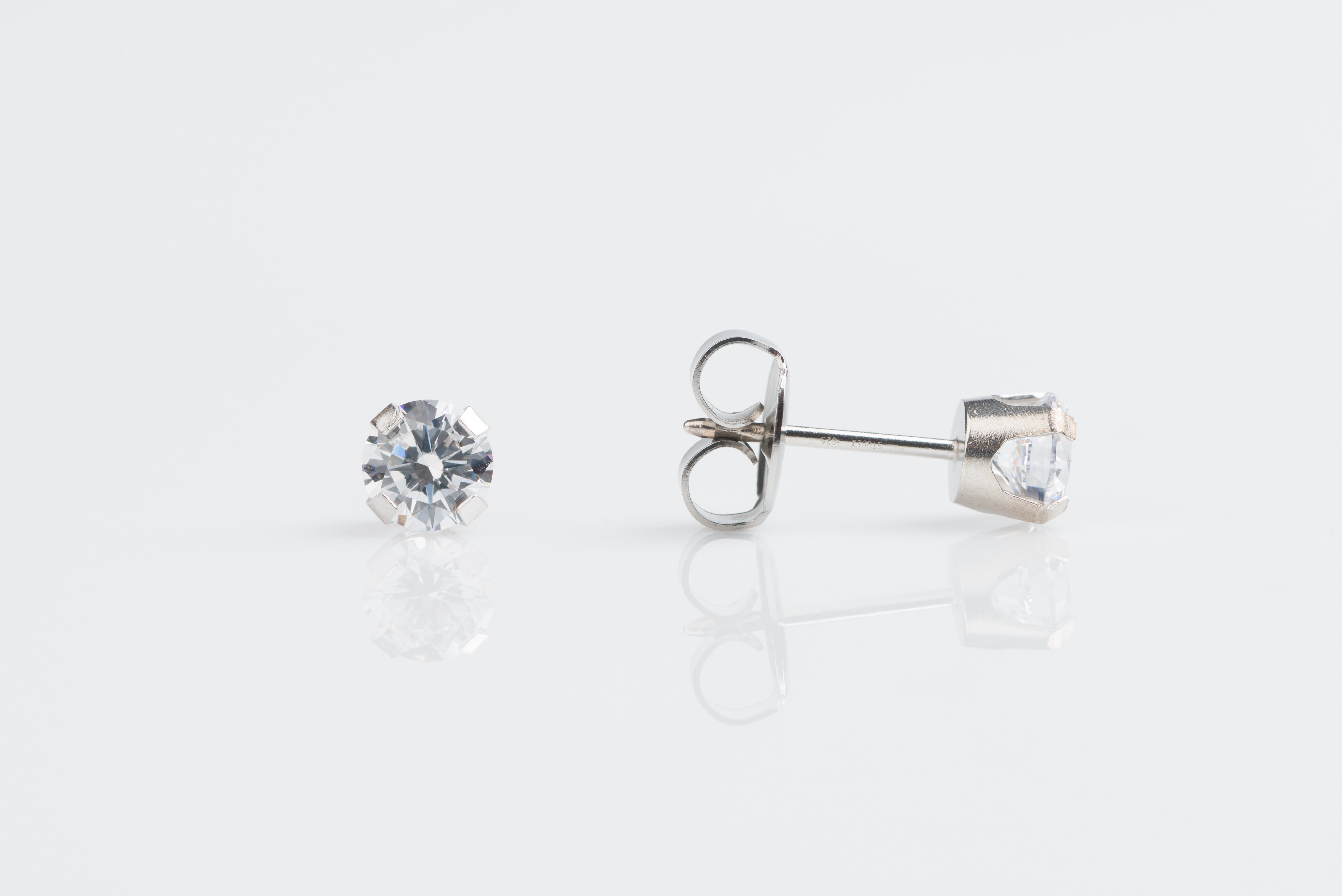 System 75™ 5mm 14K White Gold Prong-Set Cubic Zirconia Piercing Studs