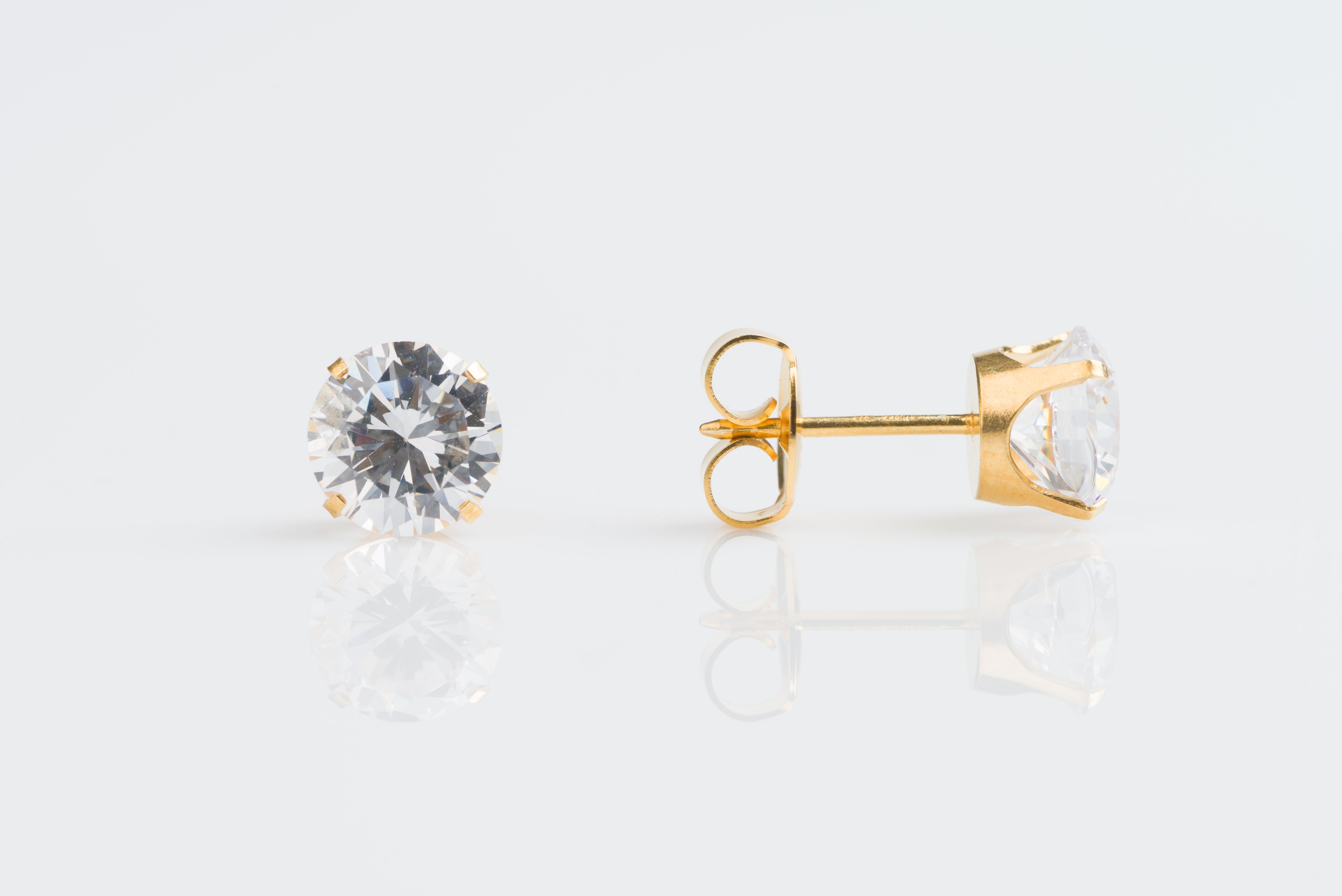 System 75™ 7mm 14K Yellow Gold Prong-Set Cubic Zirconia Piercing Studs