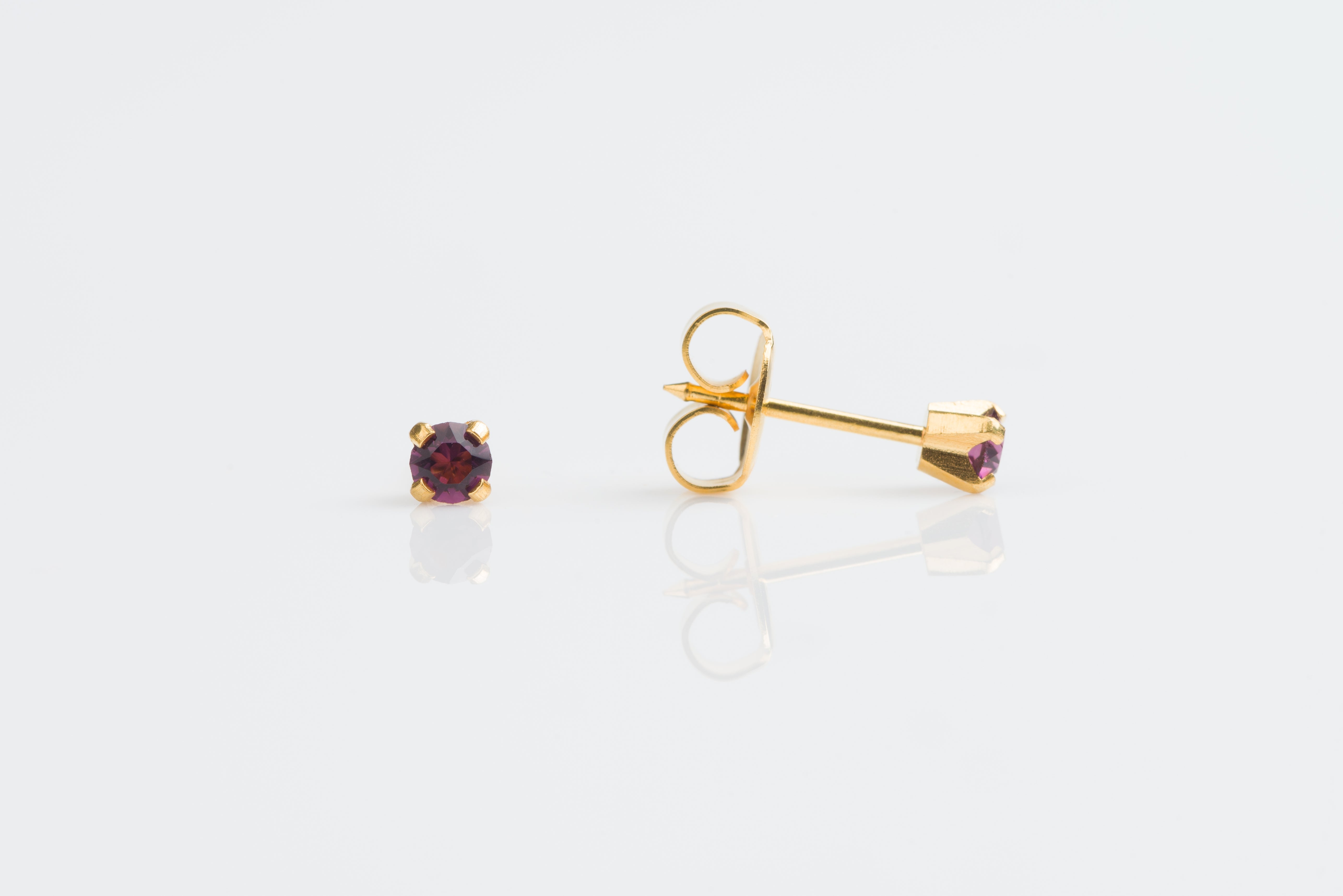 System 75™ 3mm 14K Yellow Gold Prong-Set Amethyst Piercing Studs