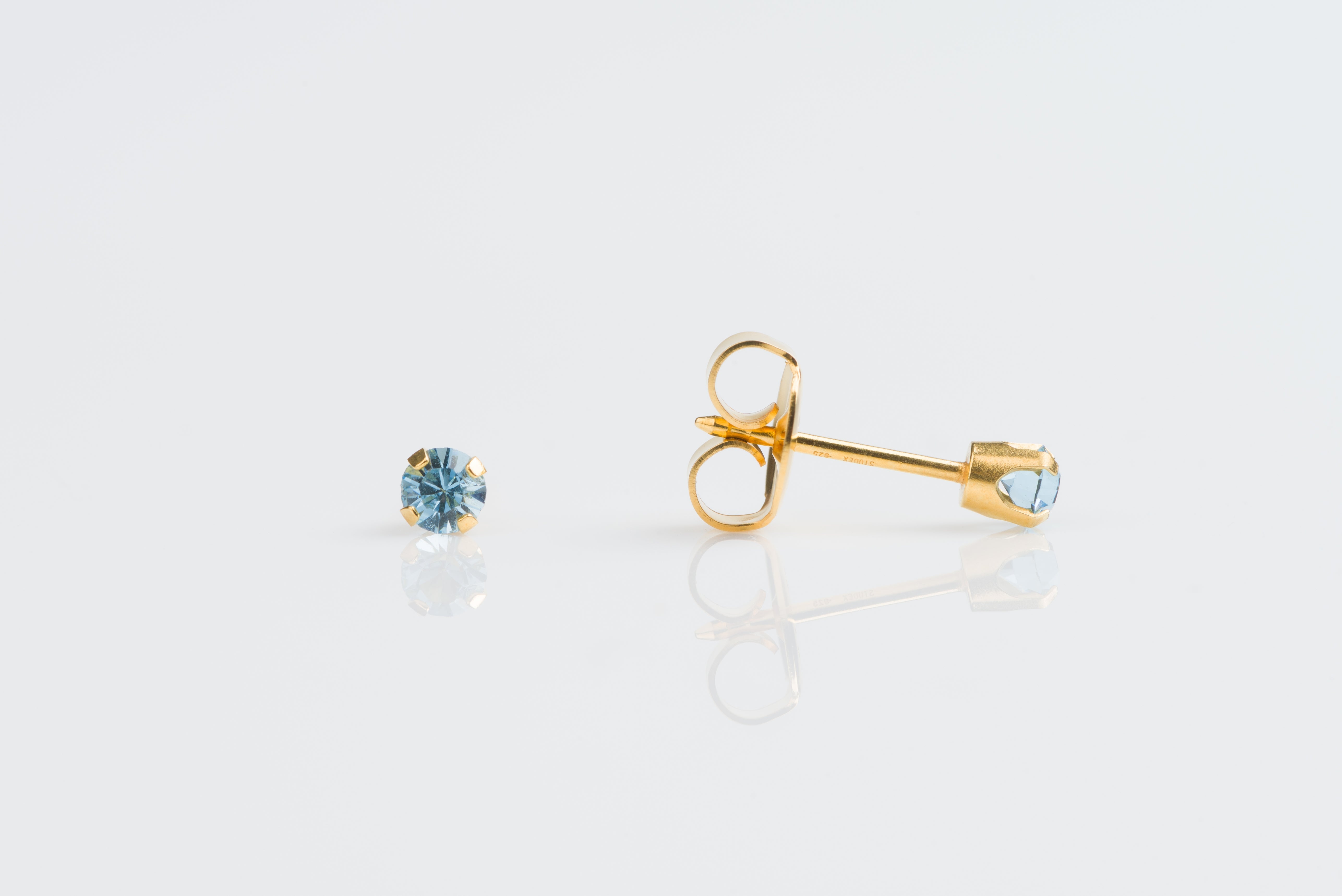 System 75™ 3mm 14K Yellow Gold Prong-Set Aquamarine Piercing Studs