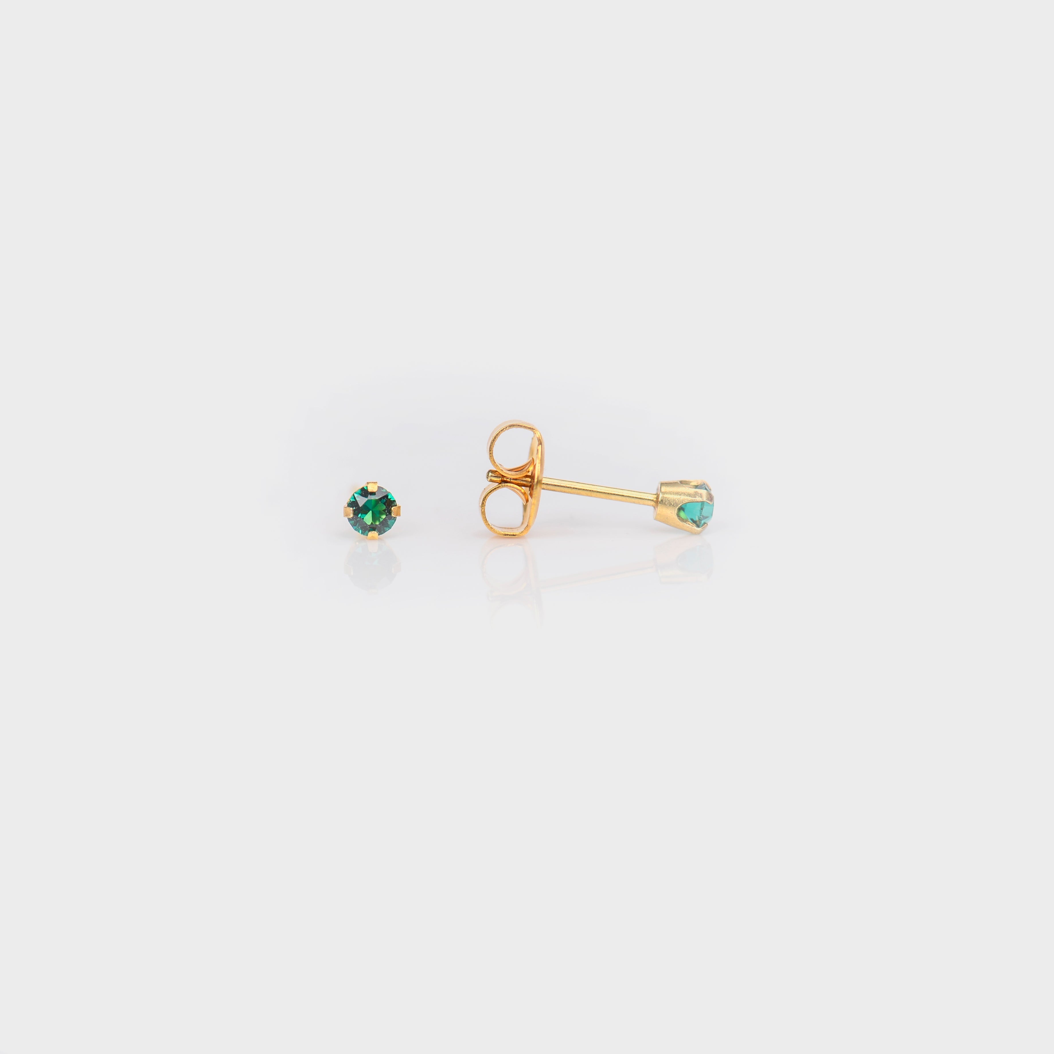 System 75™ 3mm 14K Yellow Gold Prong-Set Emerald Piercing Studs