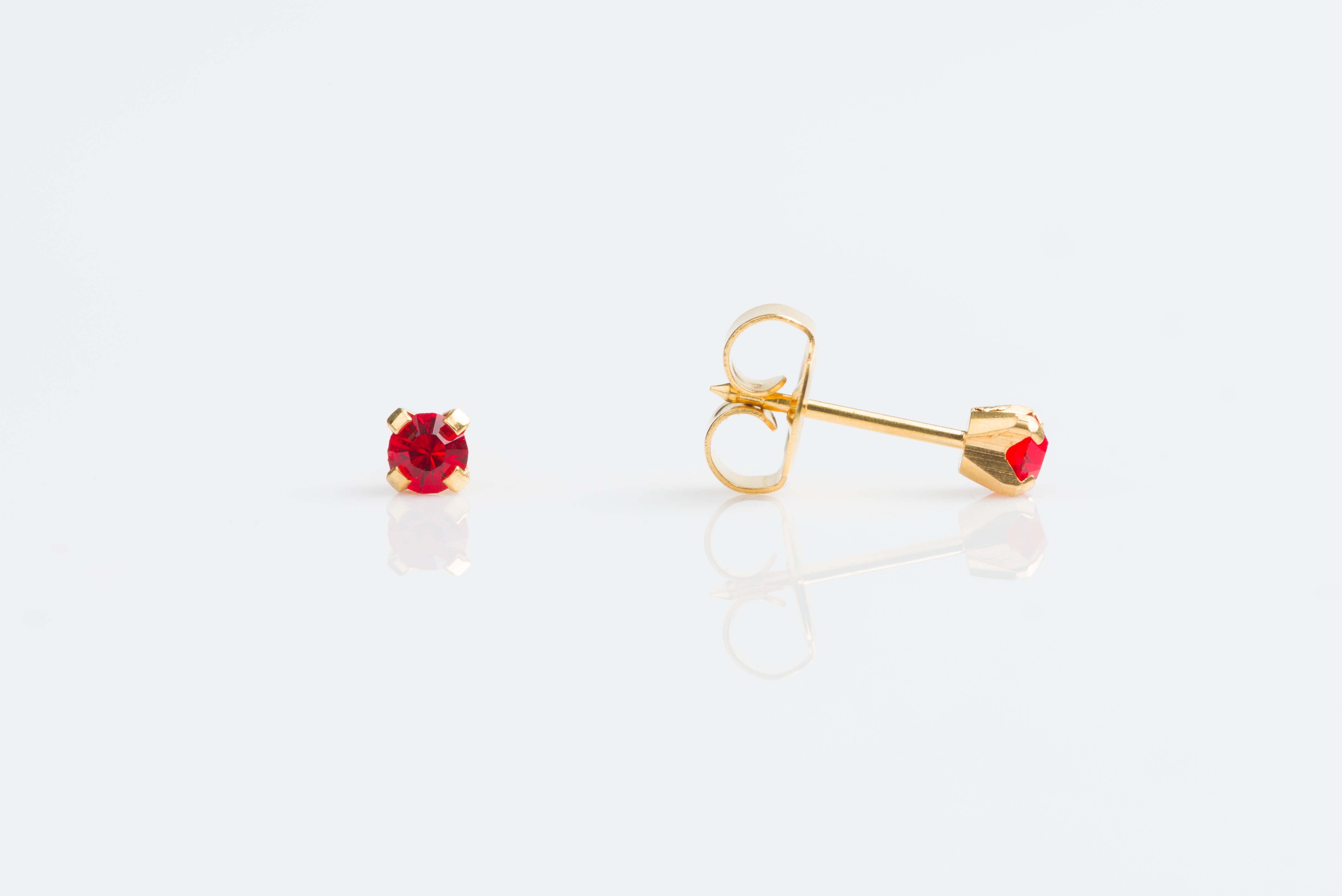 System 75™ 3mm 14K Yellow Gold Prong-Set Ruby Piercing Studs