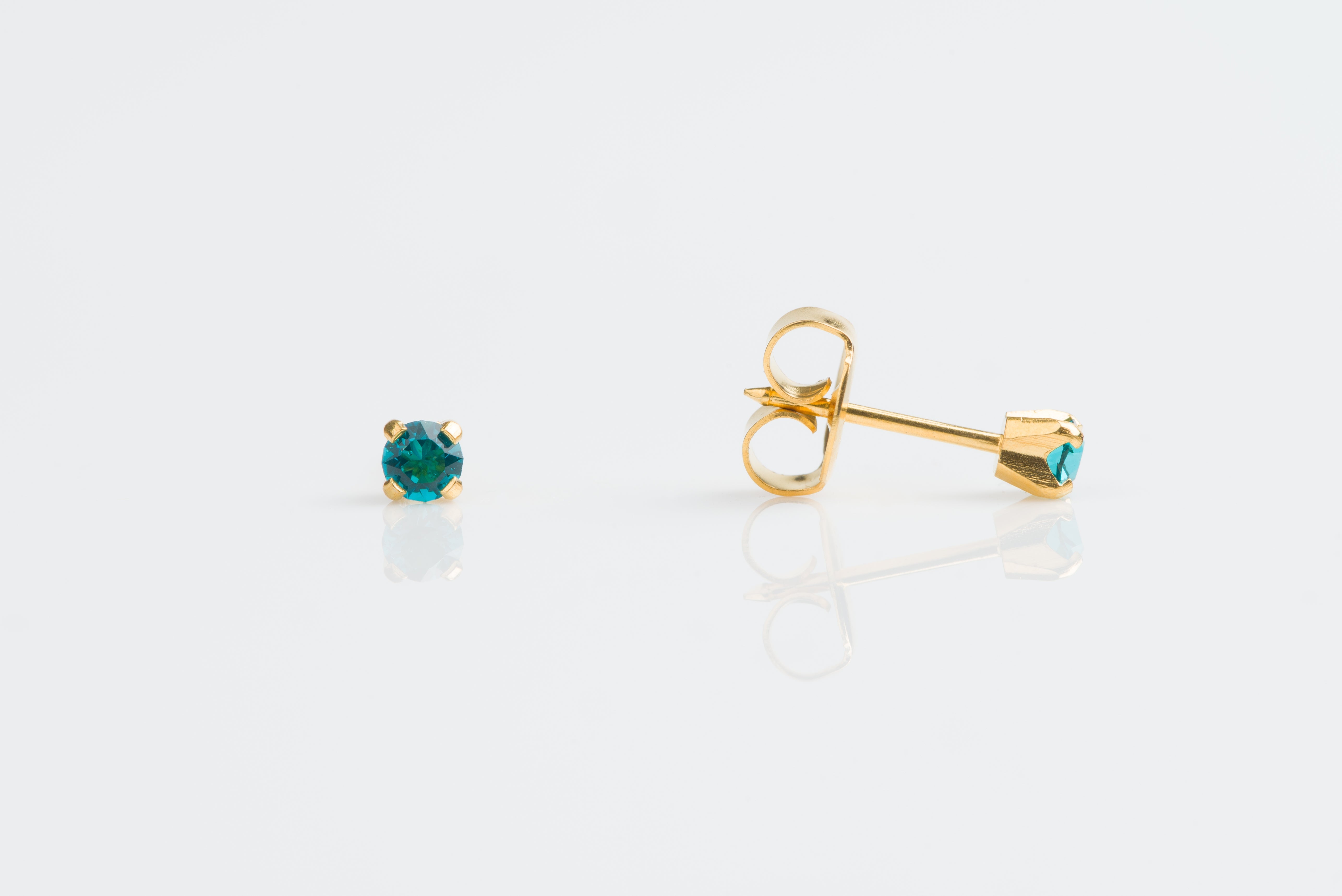 System 75™ 3mm 14K Yellow Gold Prong-Set Blue Zircon Piercing Studs