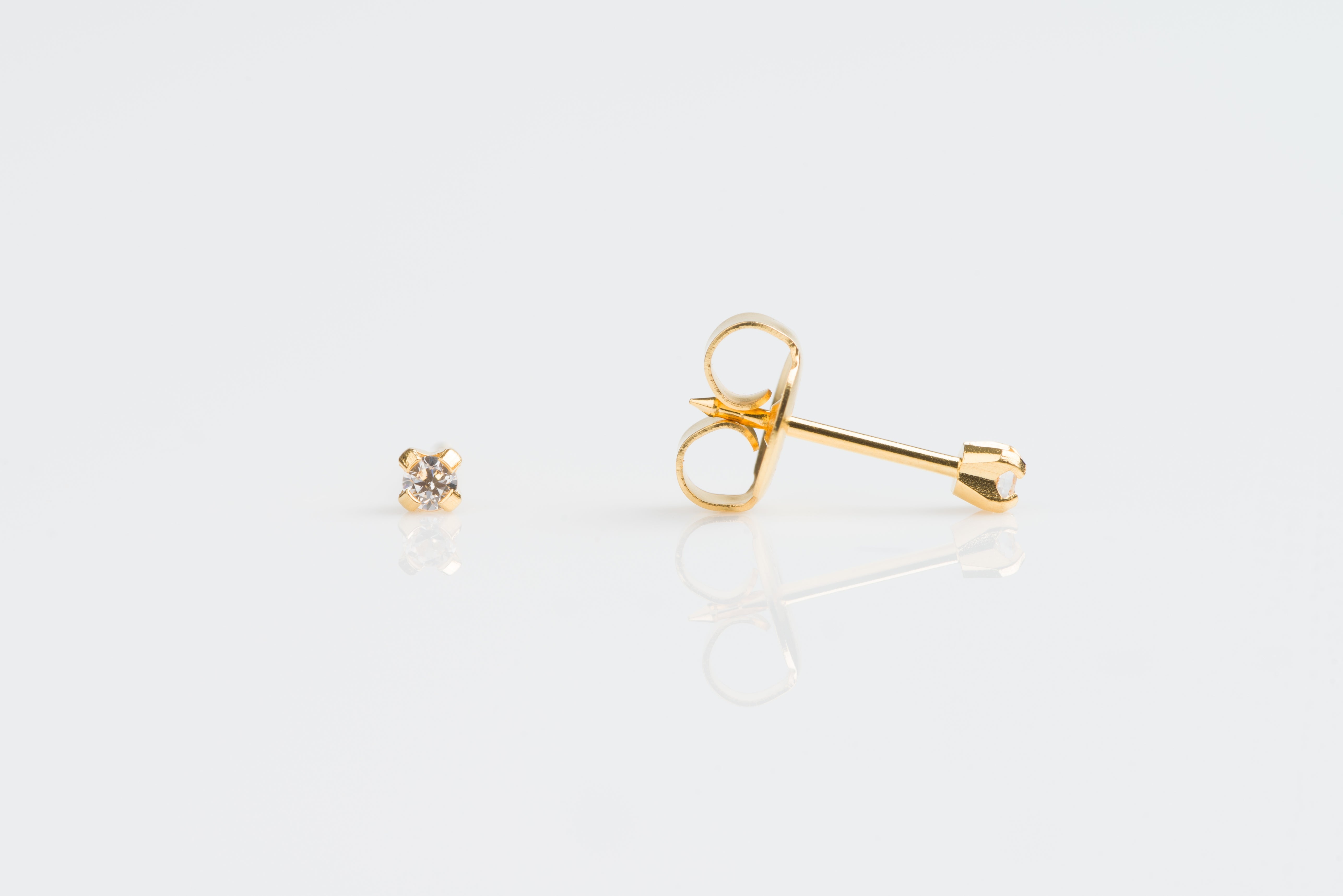 System 75™ 2mm 14K Yellow Gold Prong-Set Cubic Zirconia Piercing Studs