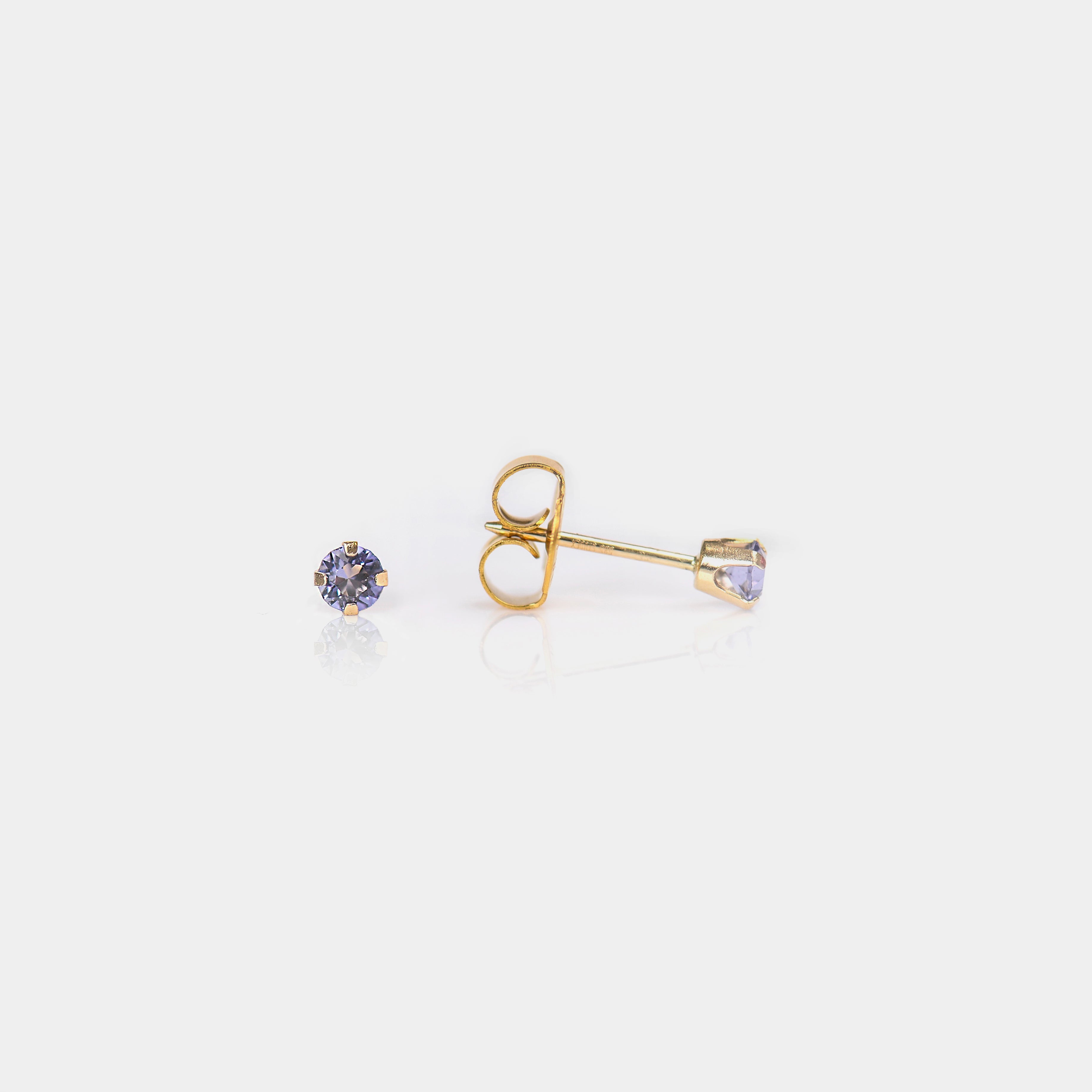 System 75™ 3mm 14K Yellow Gold Prong-Set Tanzanite Piercing Studs