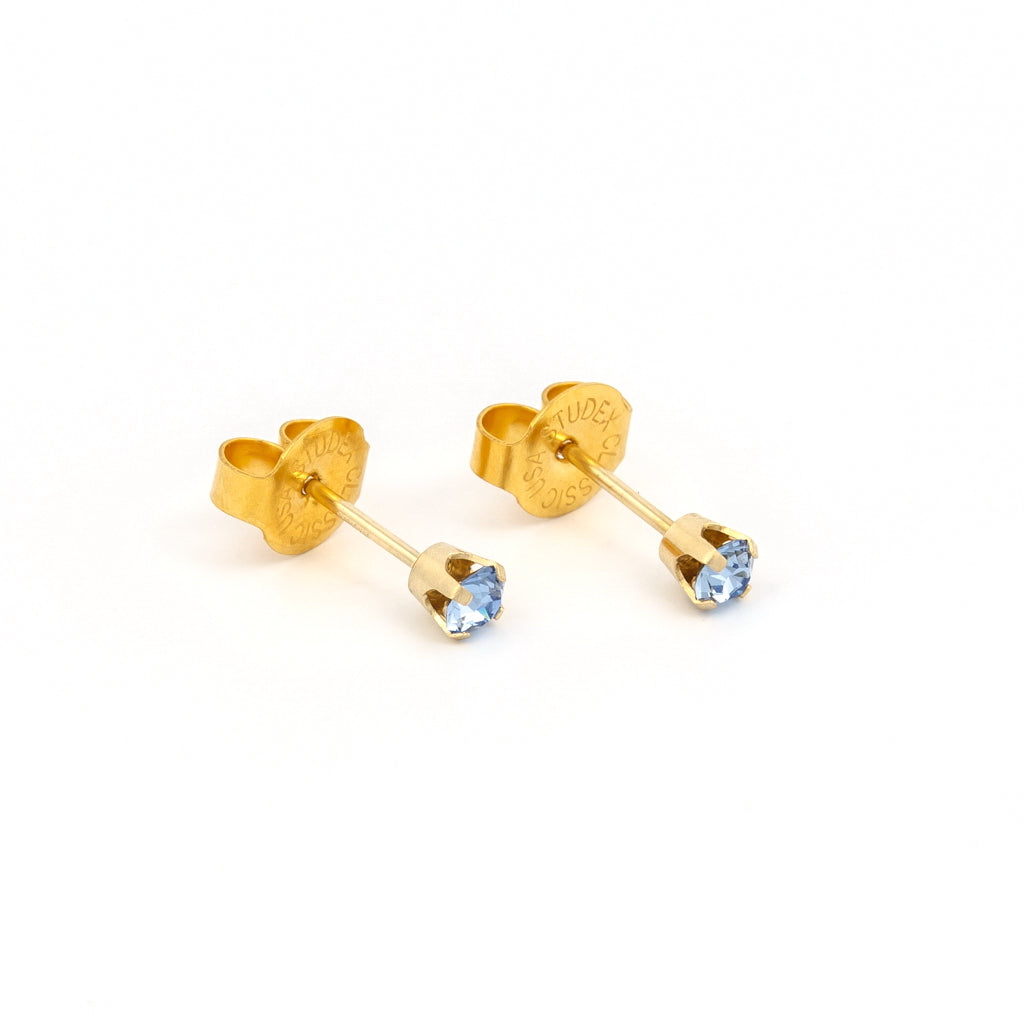 System 75™ 3mm 14K Yellow Gold Prong-Set Light Sapphire Piercing Studs