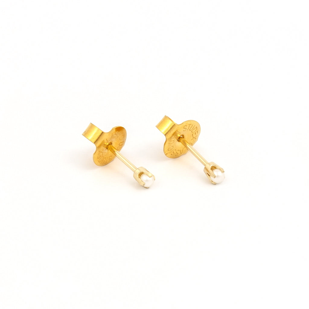 System 75™ 2mm 14K Yellow Gold Prong-Set Pearl Piercing Studs