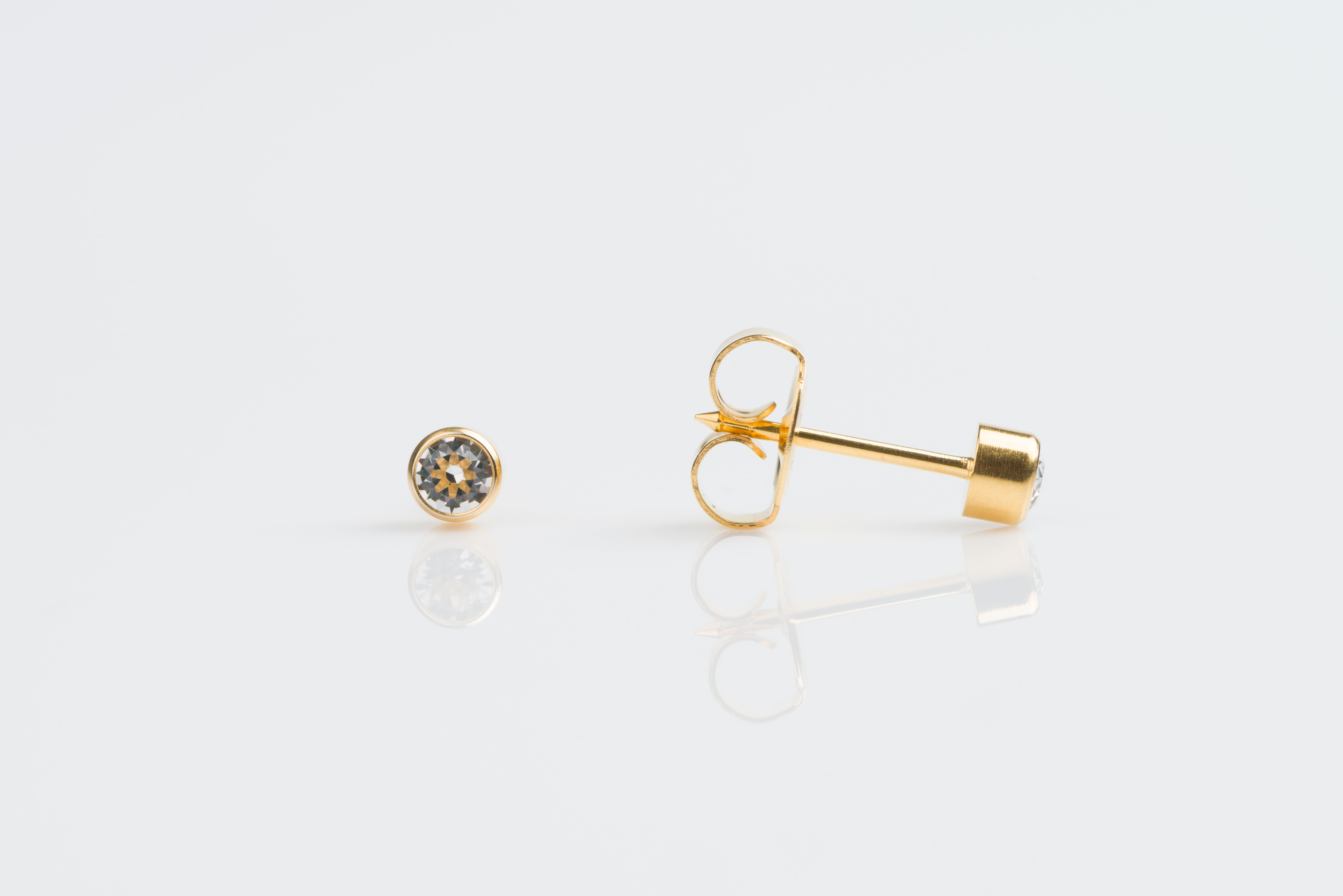 System 75™ 3mm 14K Yellow Gold Bezel-Set Clear Crystal Studs