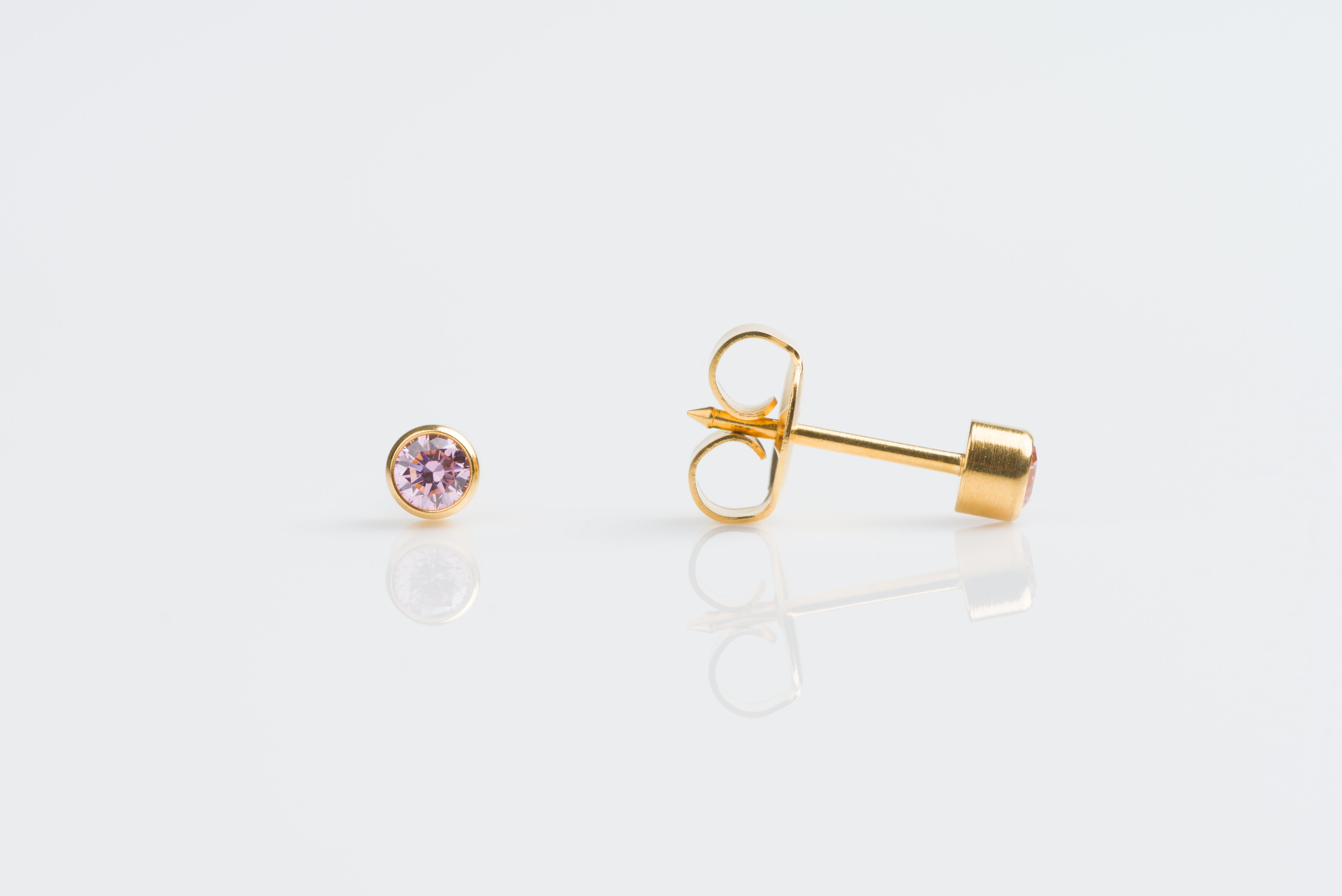 System 75™ 3mm 14K Yellow Gold Bezel-Set Rose Crystal Piercing Studs