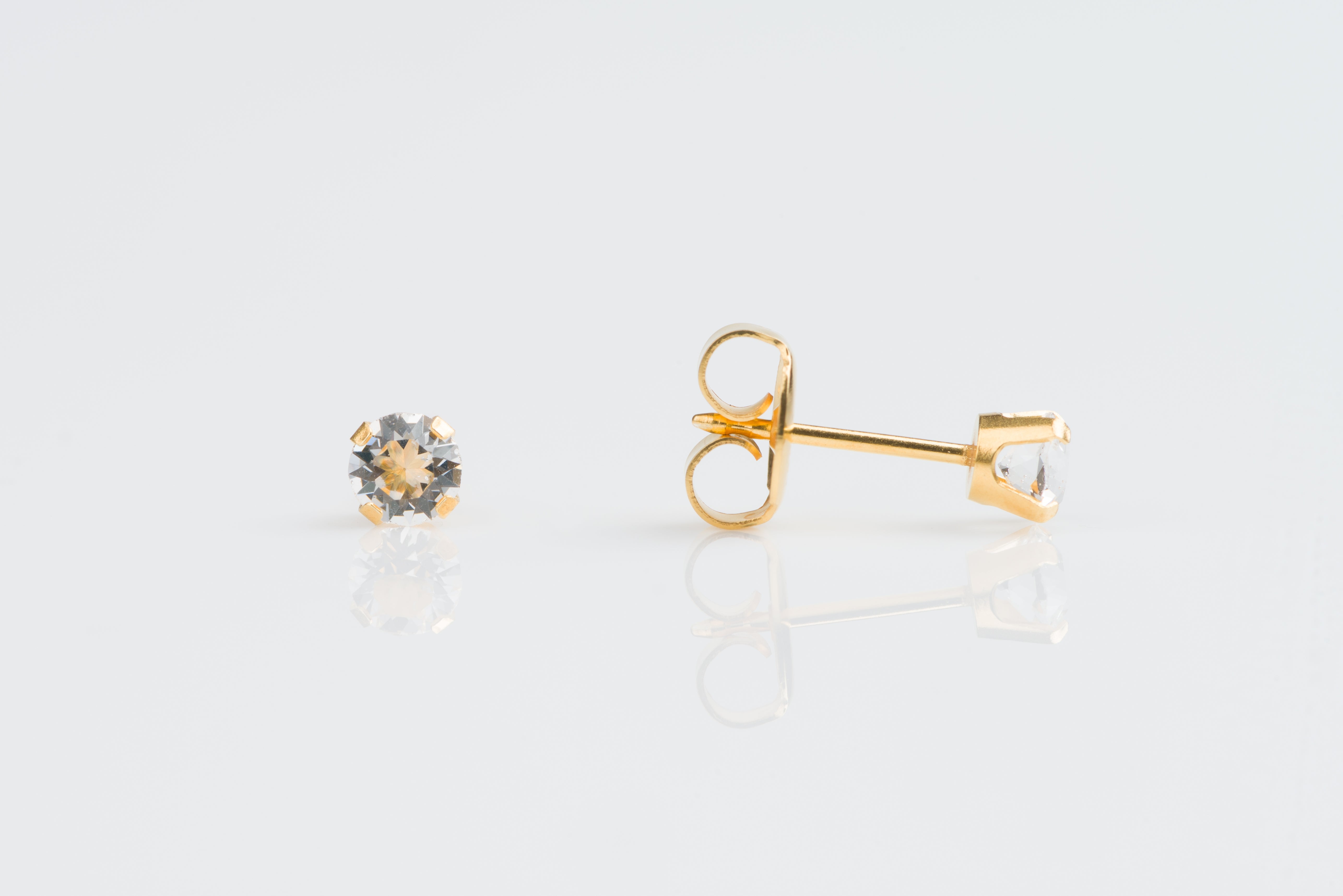 System 75™ 4mm 14K Yellow Gold Prong-Set Cubic Zirconia Piercing Studs