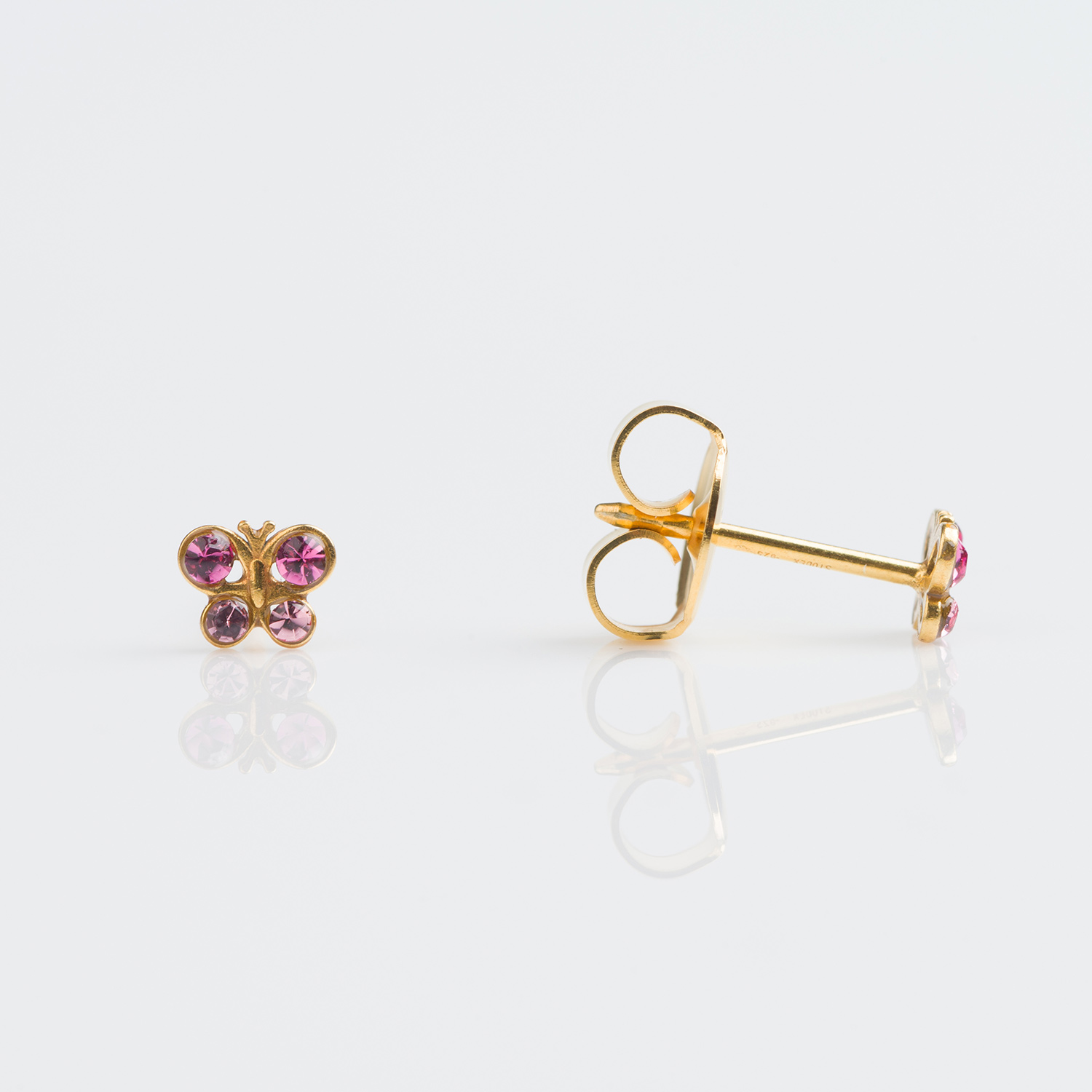System 75™ 7mm 14K Yellow Gold Rose & Light Rose Butterfly Piercing Studs
