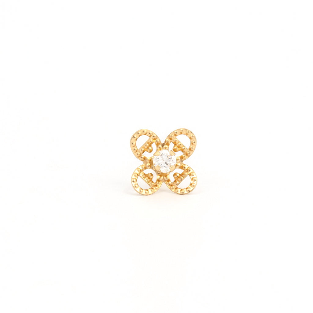 System 75™ 3mm 14K Yellow Gold & Cubic Zirconia Tulip Piercing Studs
