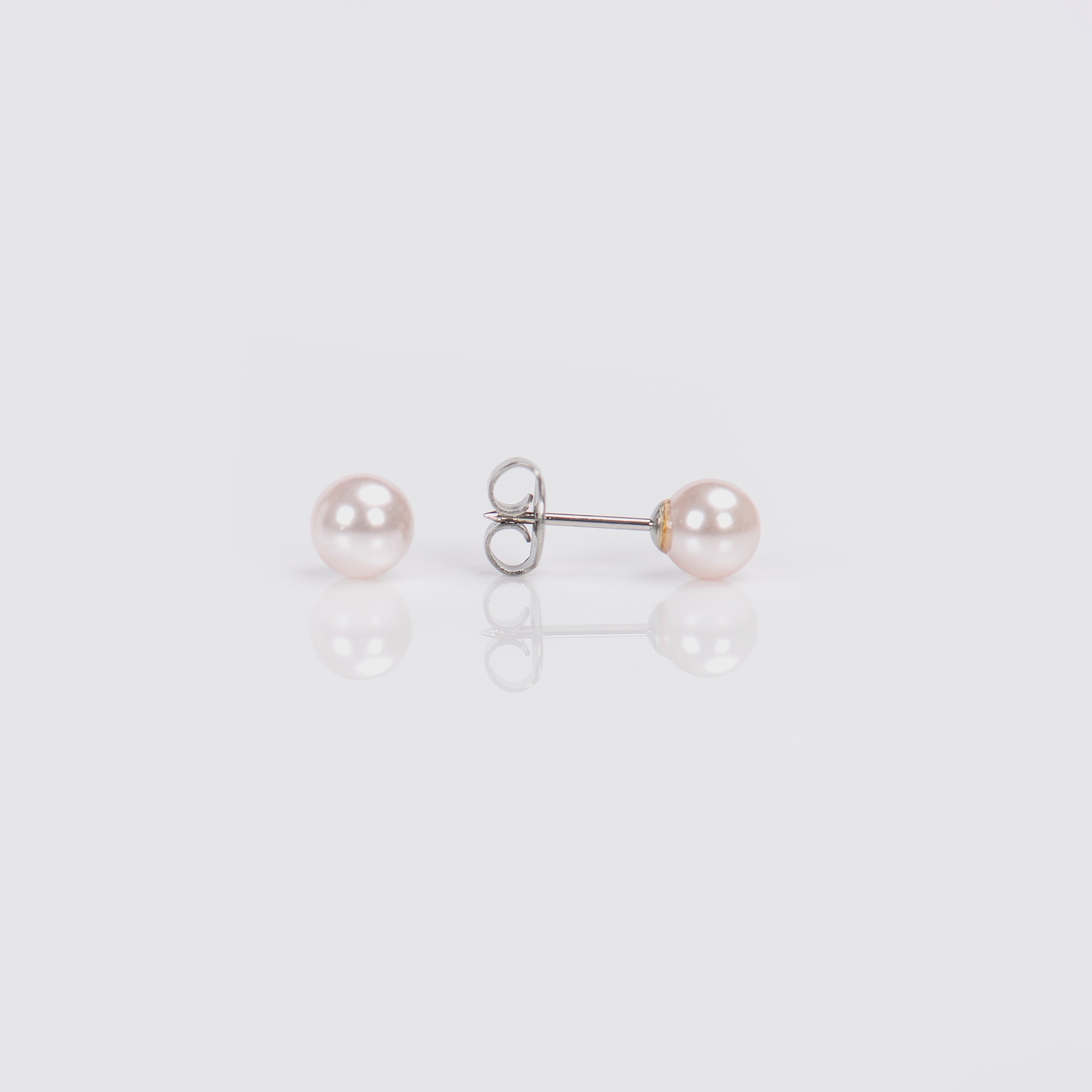 System 75™ 6mm 14K White Gold Pink Pearl Piercing Studs