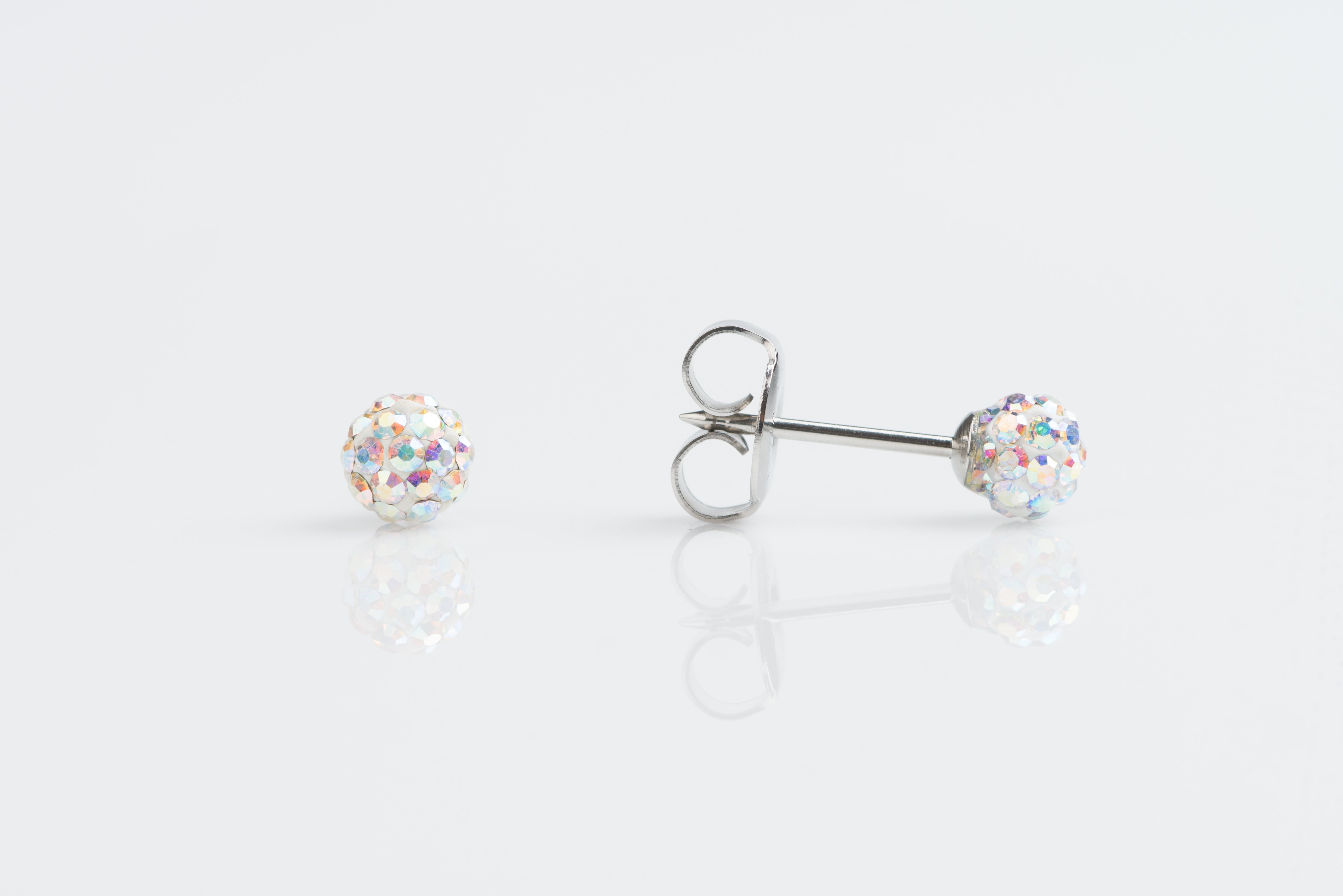 System 75™ 4.5mm 14K White Gold Aurora Borealis Fireball Piercing Studs