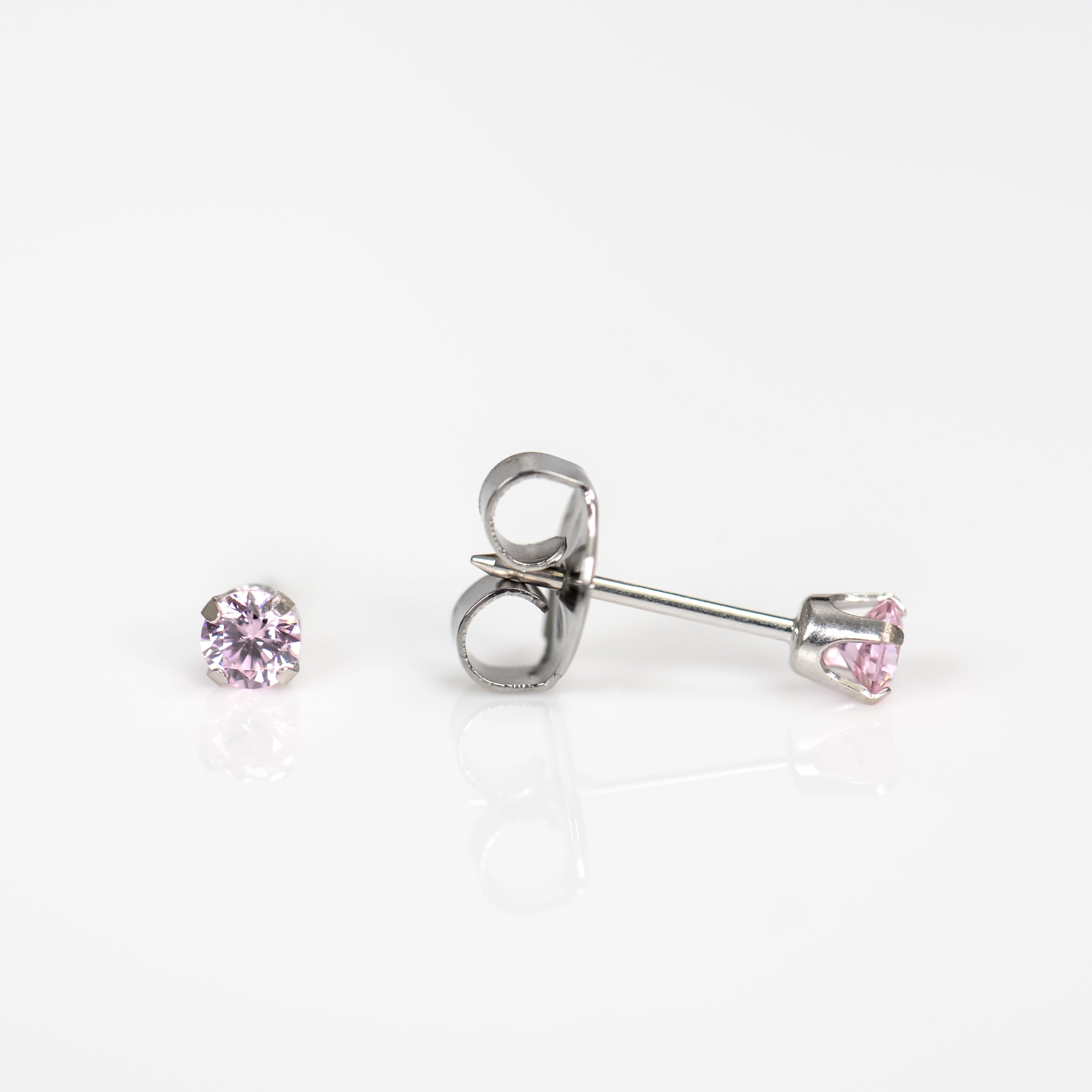 System 75™ 14K White Gold Prong-Set Pink Cubic Zirconia Piercing Studs