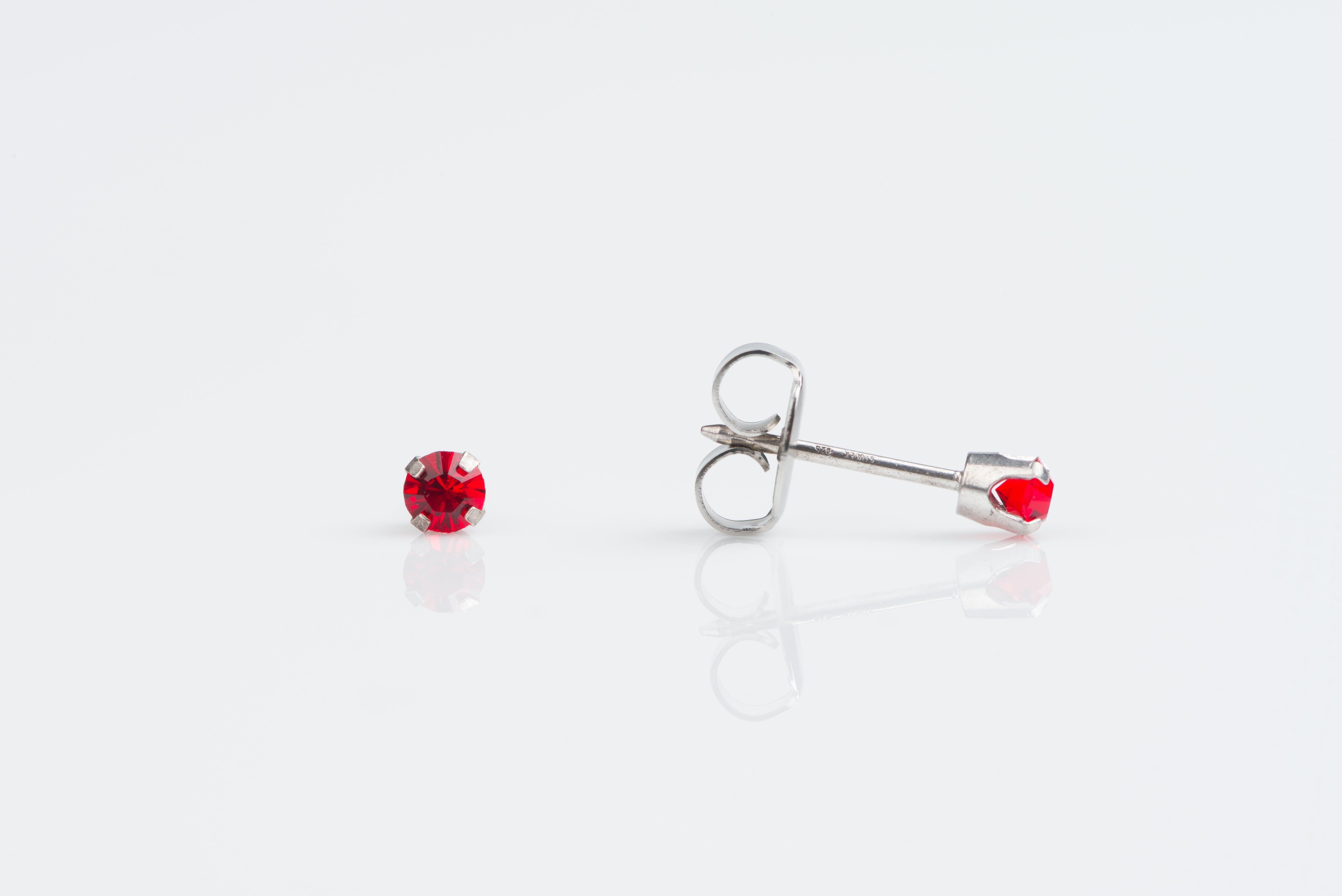 System 75™ 3mm 14K White Gold Prong-Set Ruby Piercing Studs