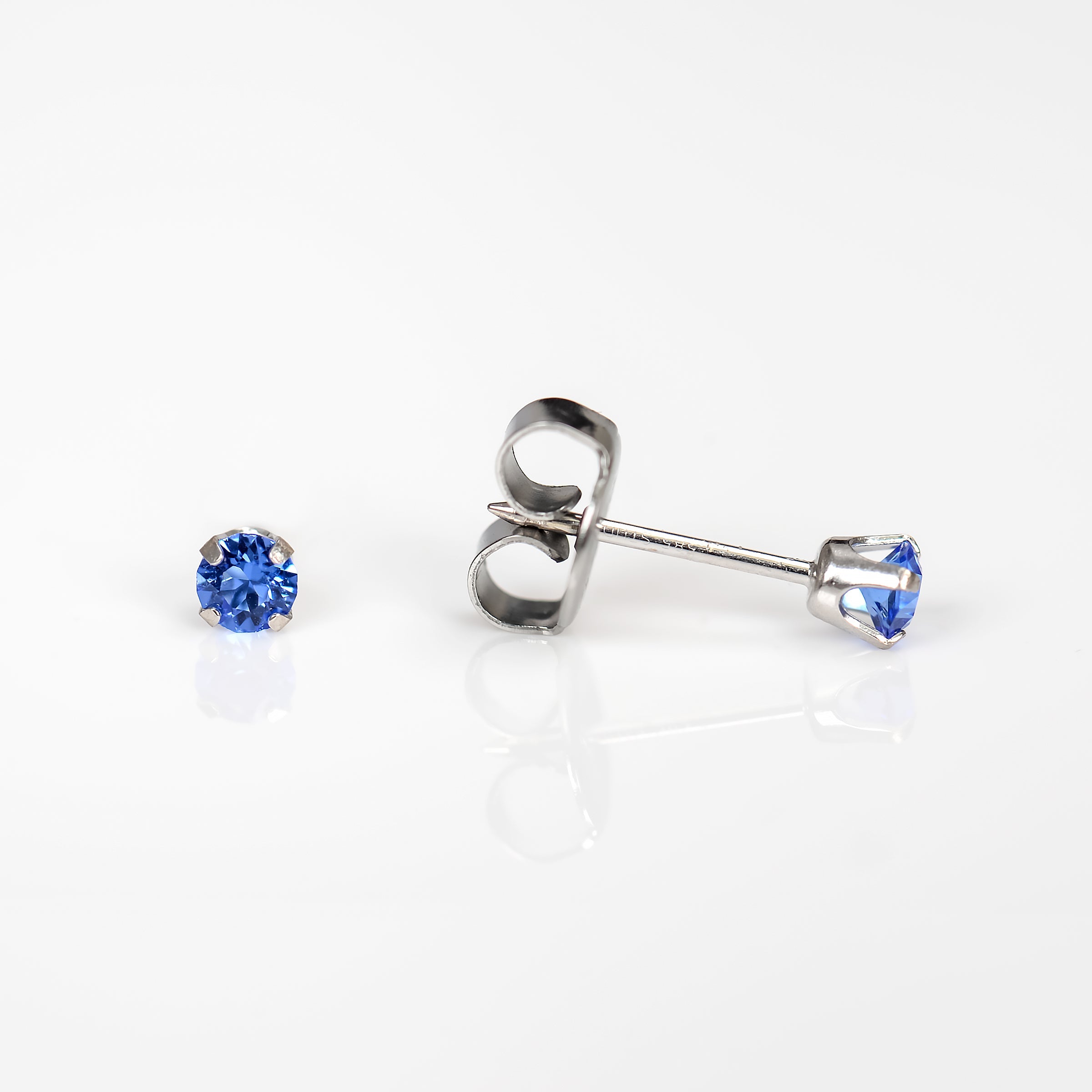 System 75™ 3mm 14K White Gold Prong-Set Sapphire Piercing Studs