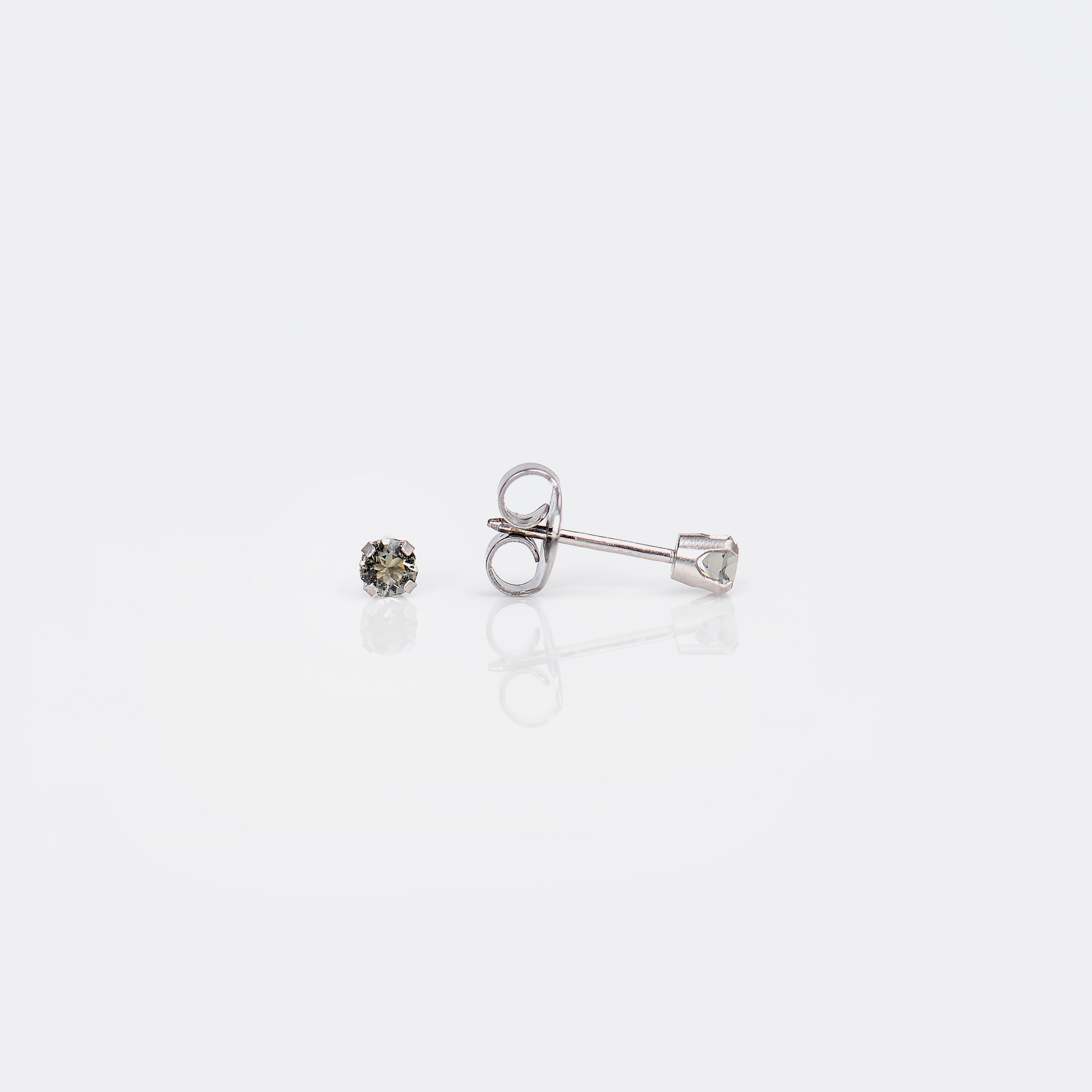 System 75™ 3mm 14K White Gold Prong-Set Black Diamond Piercing Studs