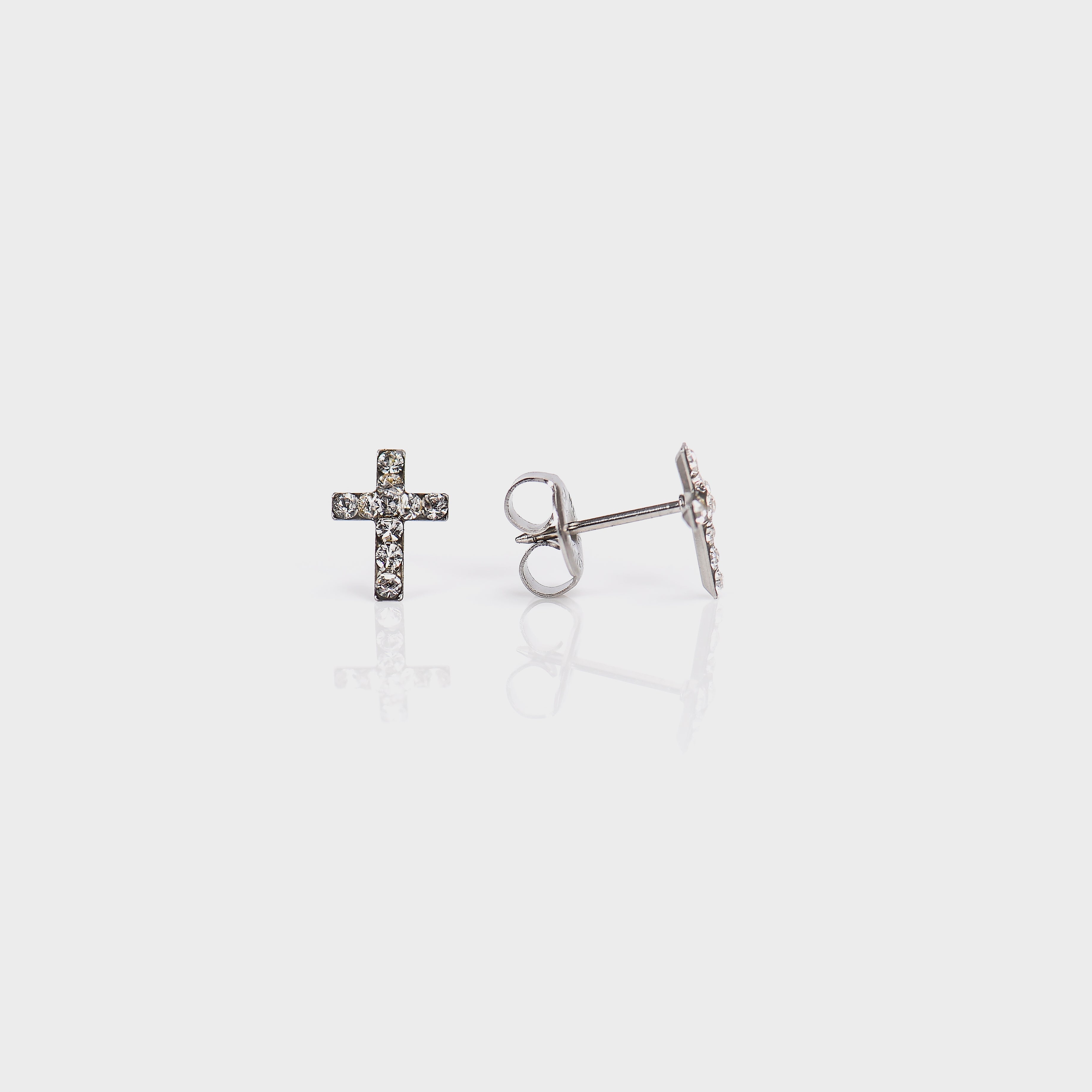 System 75™ 4mm 14K White Gold Crystal Cross Piercing Studs