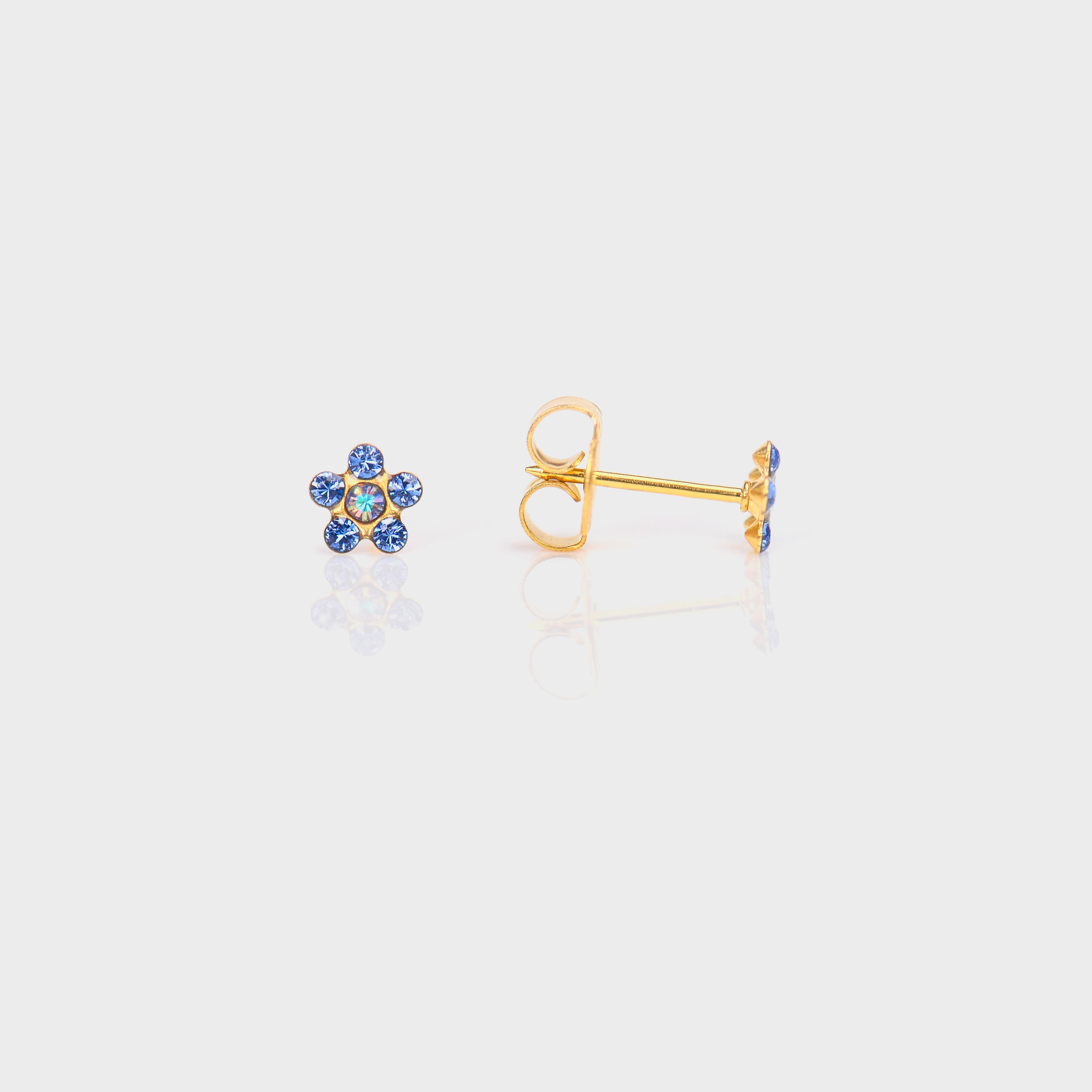 System 75™ 5mm 14K Yellow Gold Sapphire & Crystal Daisy Piercing Studs