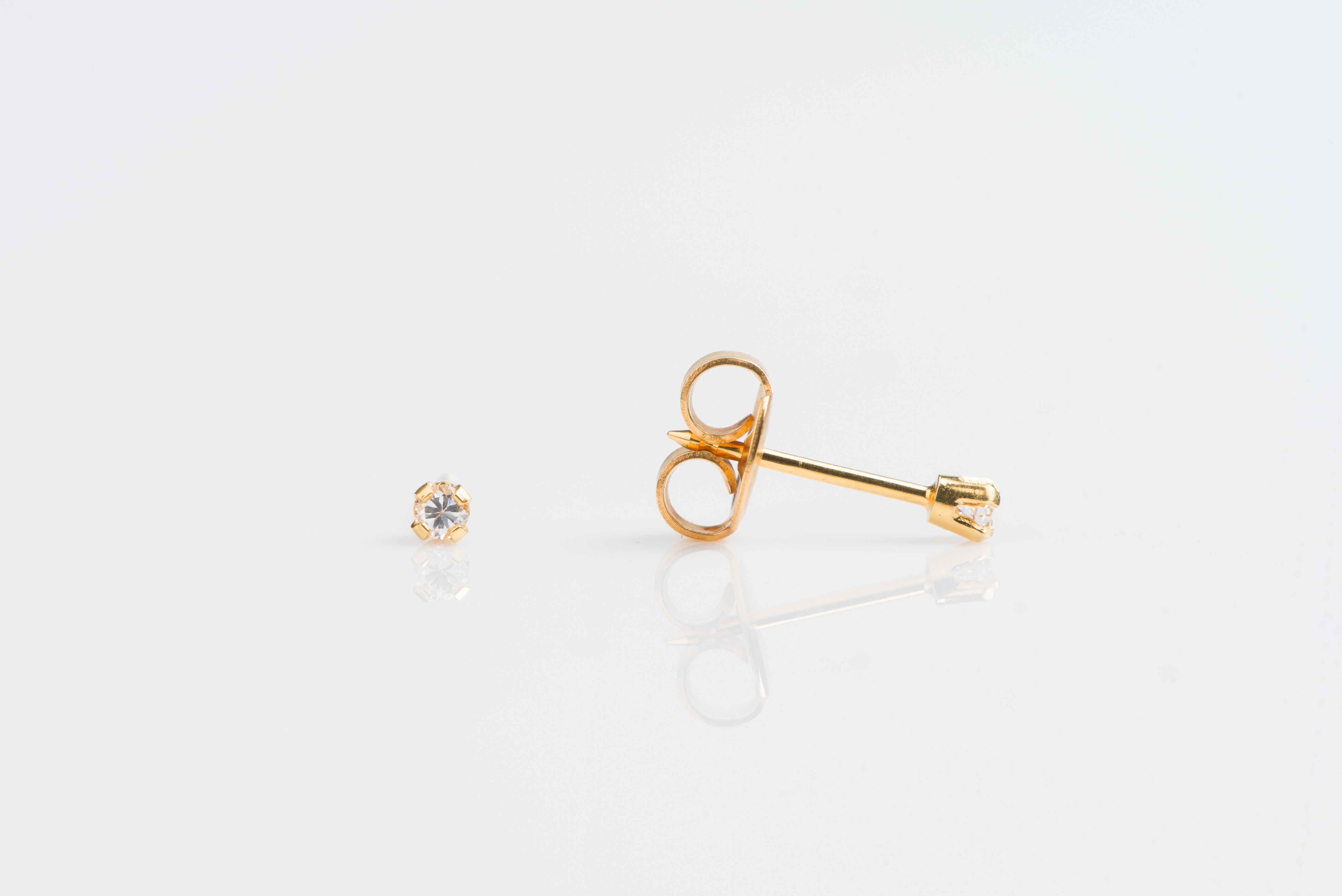 System 75™ 2mm 18K Yellow Gold Prong-Set Cubic Zirconia Piercing Studs