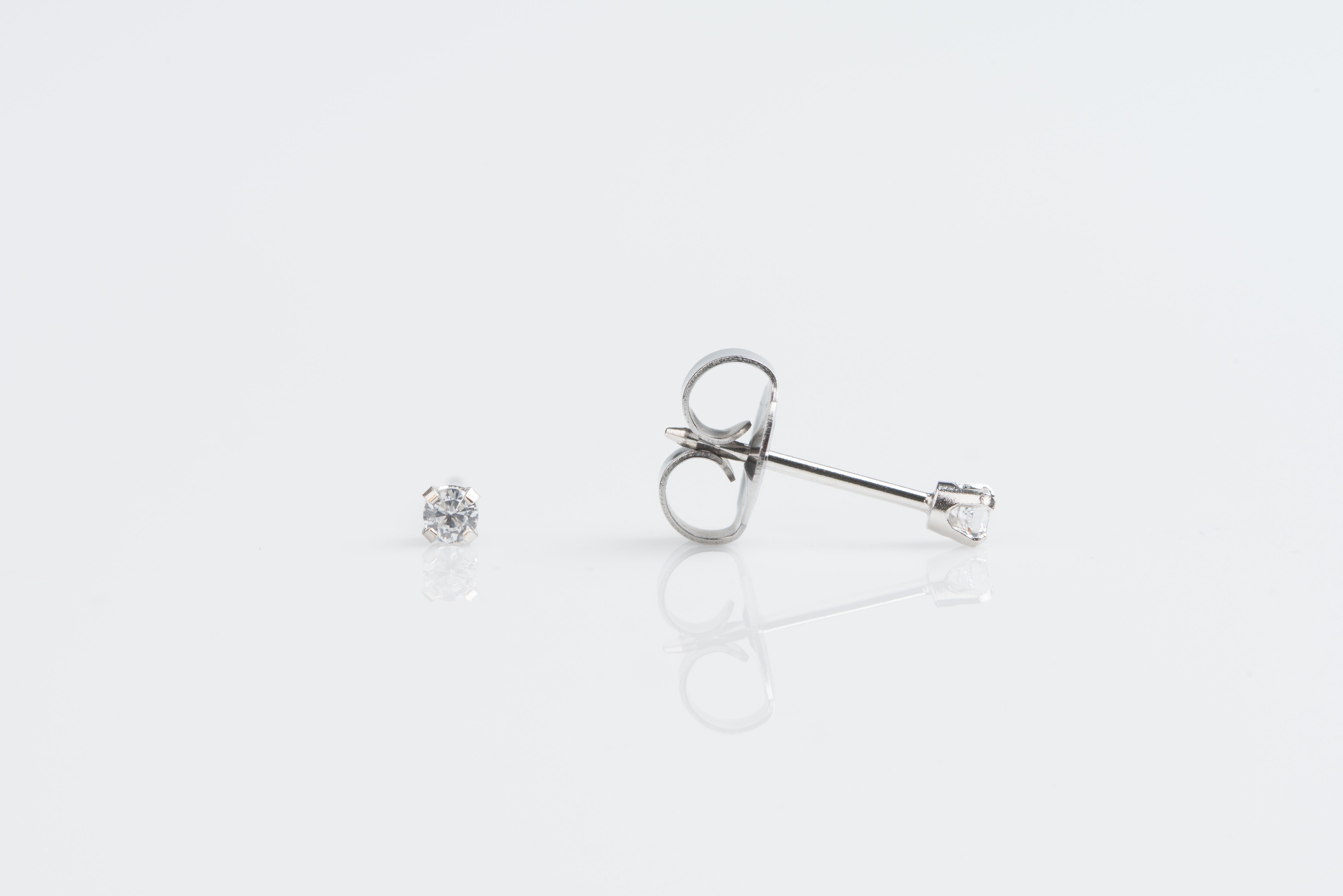 System 75™ 2mm 18K White Gold Prong-Set Cubic Zirconia Piercing Studs
