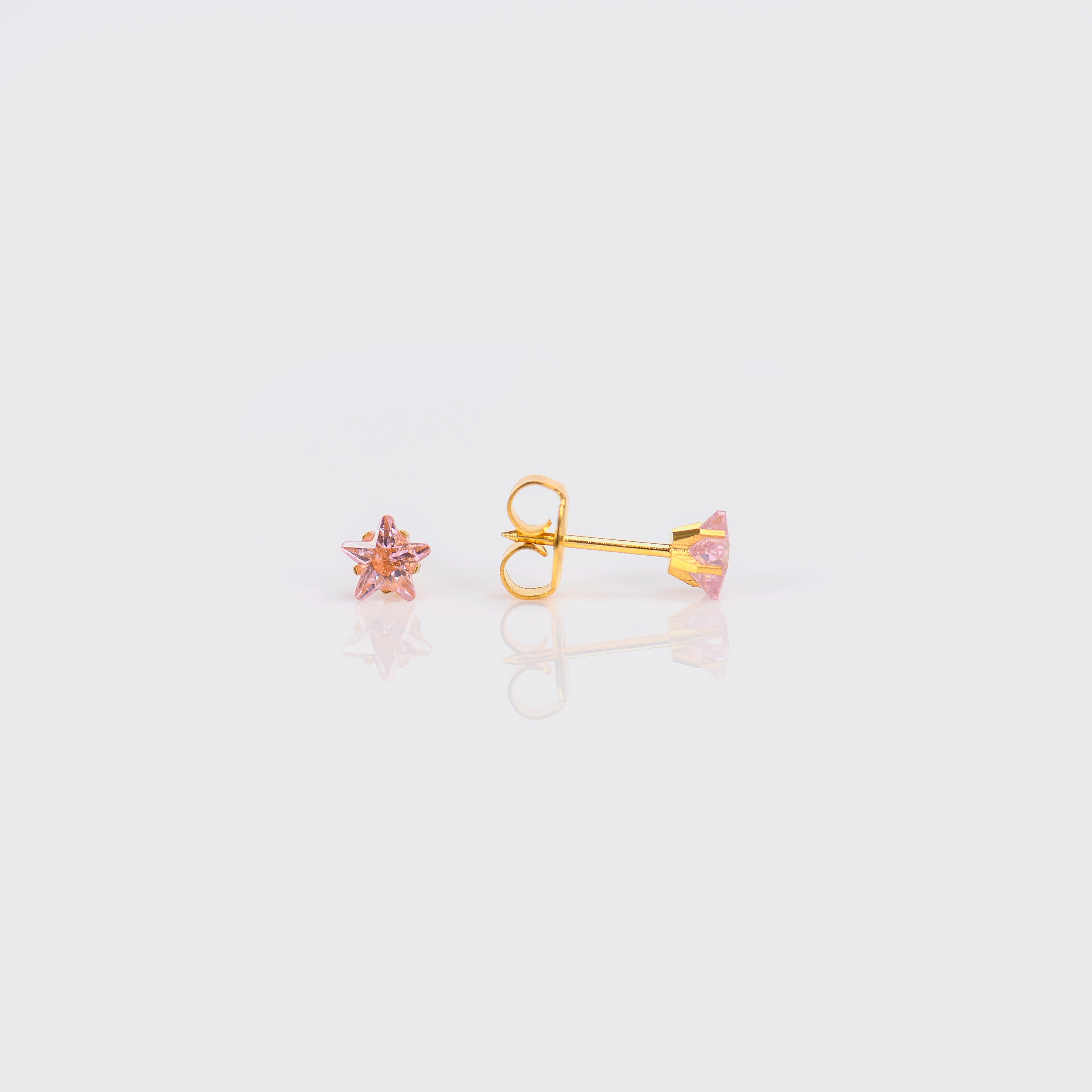 System 75™ 5mm Gold-Plated Pink Cubic Zirconia Star Piercing Studs