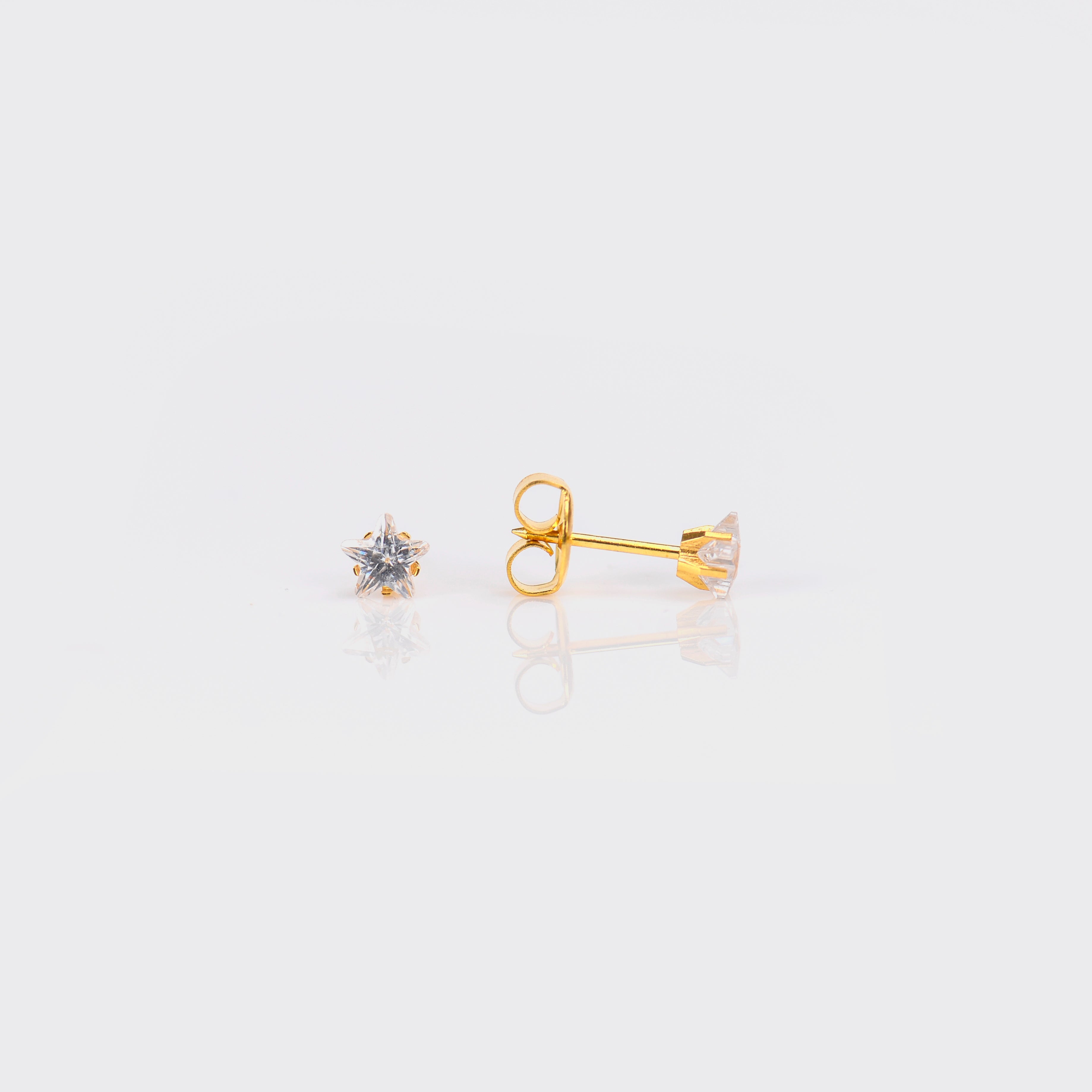 System 75™ 5mm Gold-Plated Clear Cubic Zirconia Star Piercing Studs
