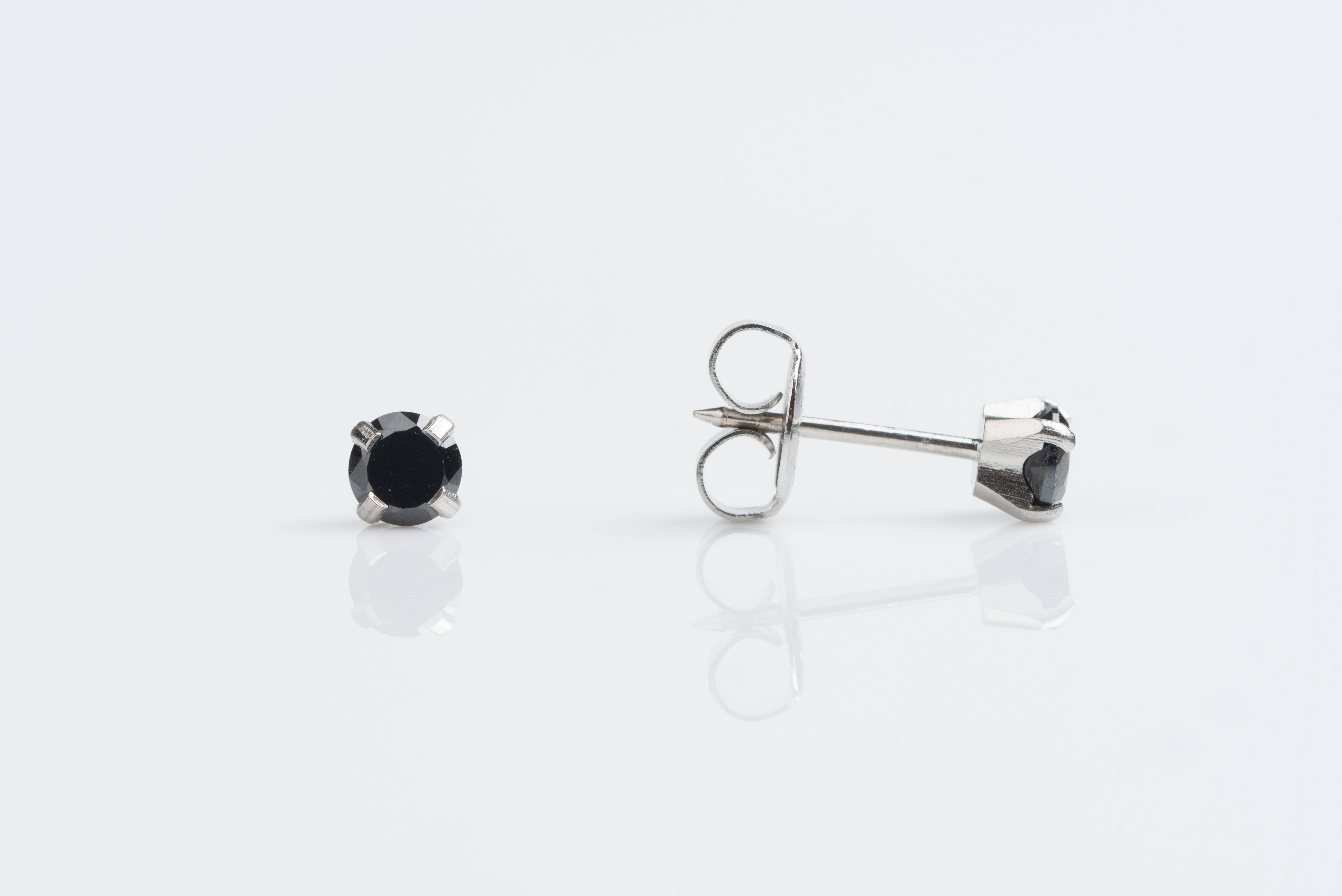 System 75™ 4mm Stainless Steel Prong-Set Black Cubic Zirconia Piercing Studs