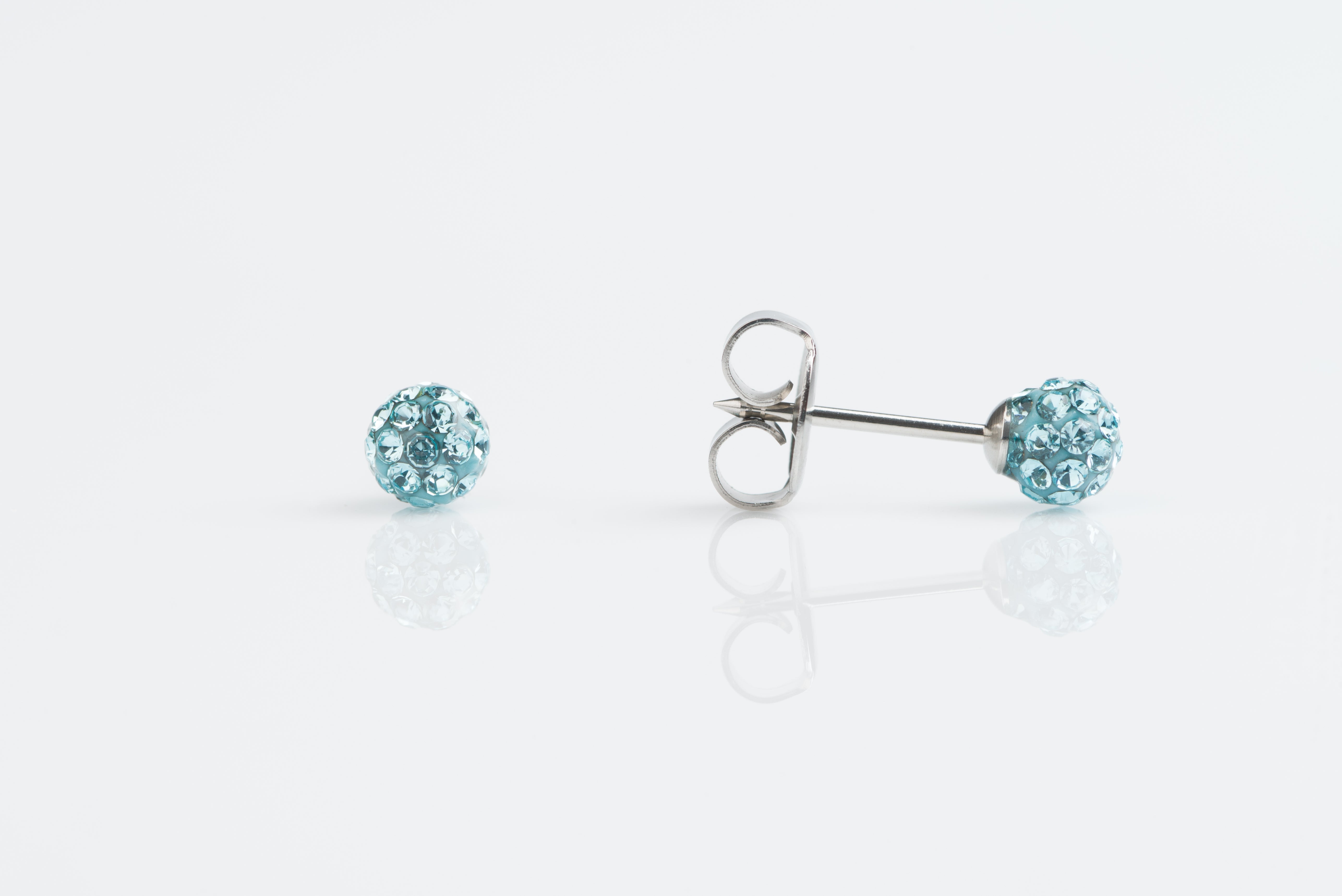 System 75™ 4.5mm Stainless Steel Aquamarine Fireball Piercing Studs