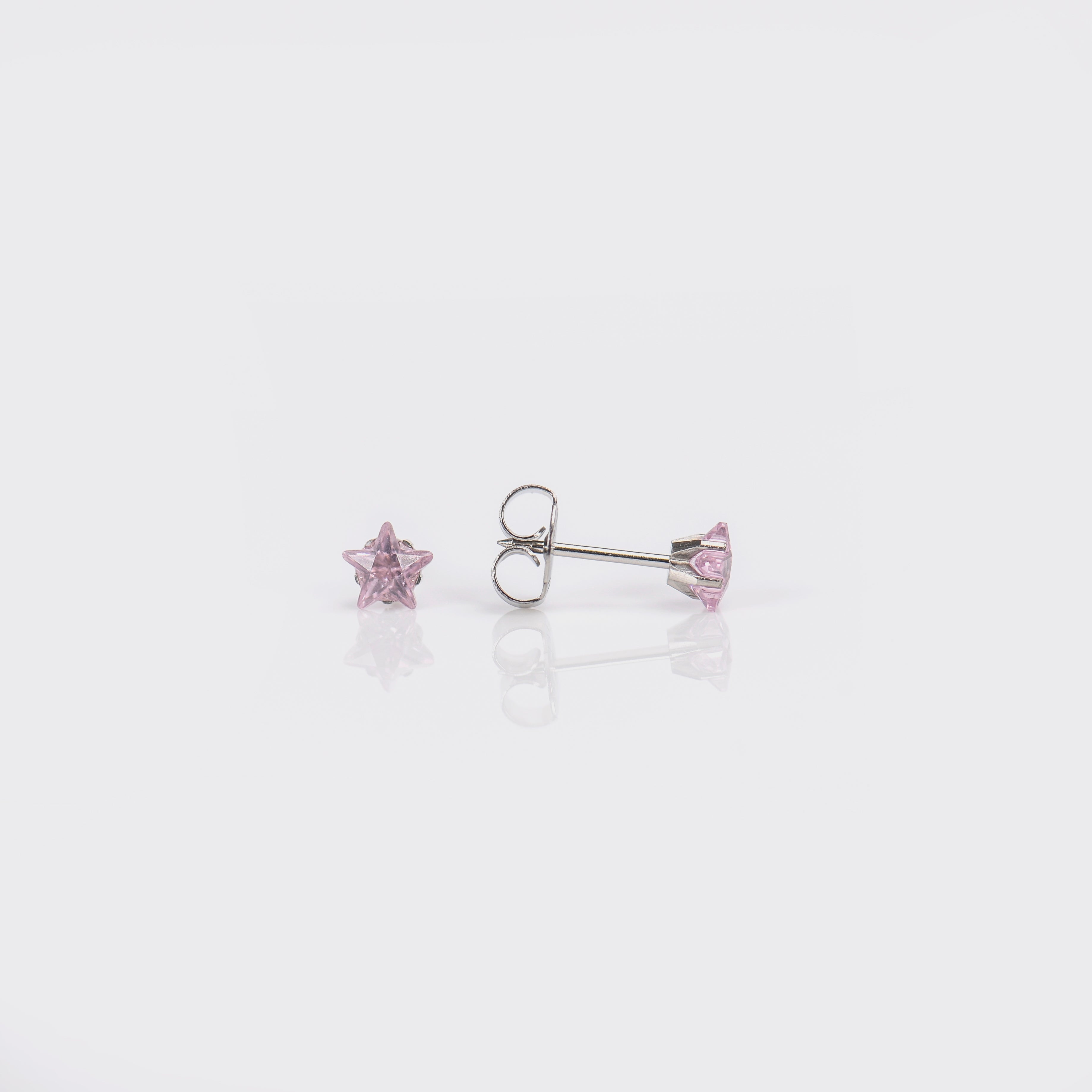 System 75™ 5mm Stainless Steel Pink Cubic Zirconia Star Piercing Studs