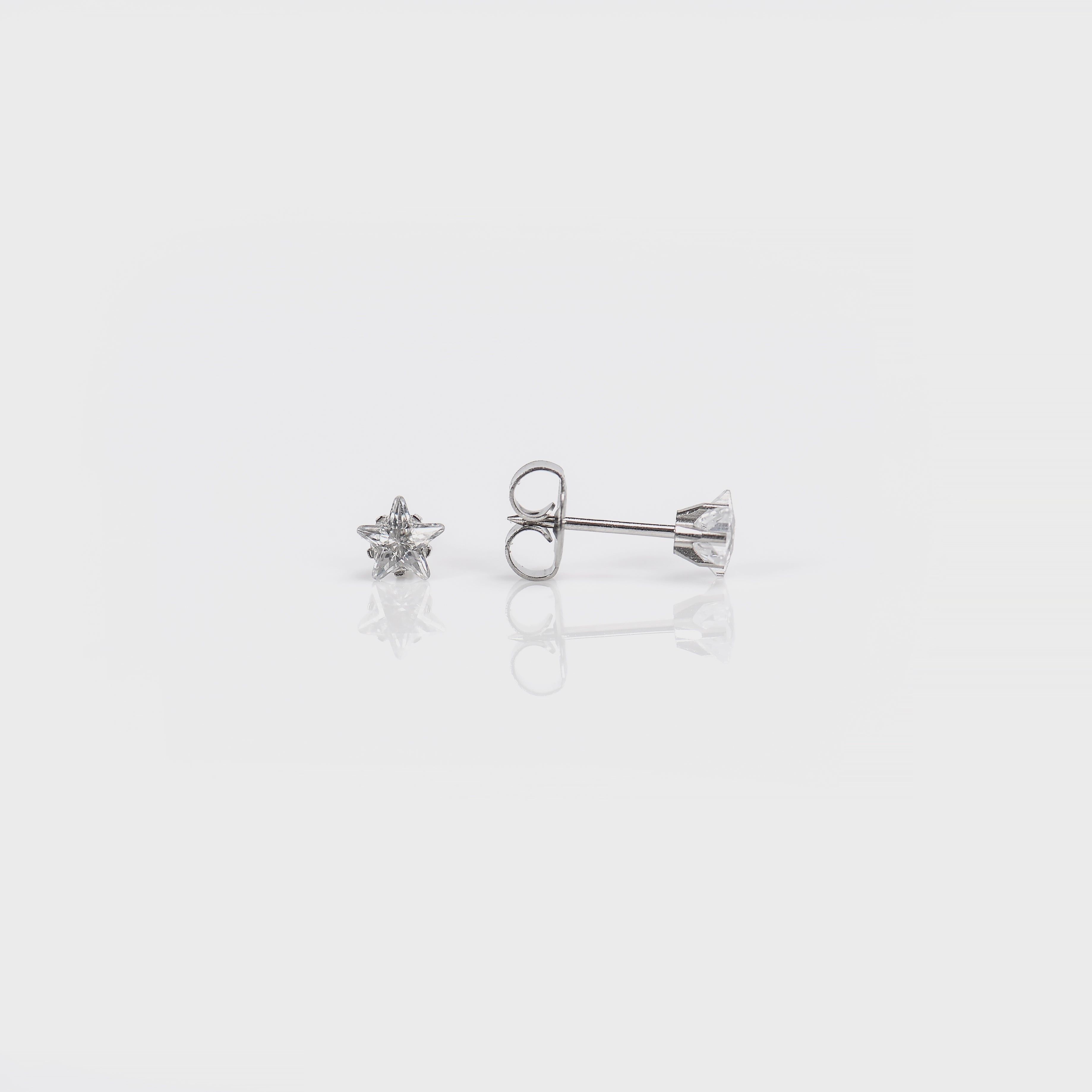 System 75™ 5mm Stainless Steel Clear Cubic Zirconia Star Piercing Studs