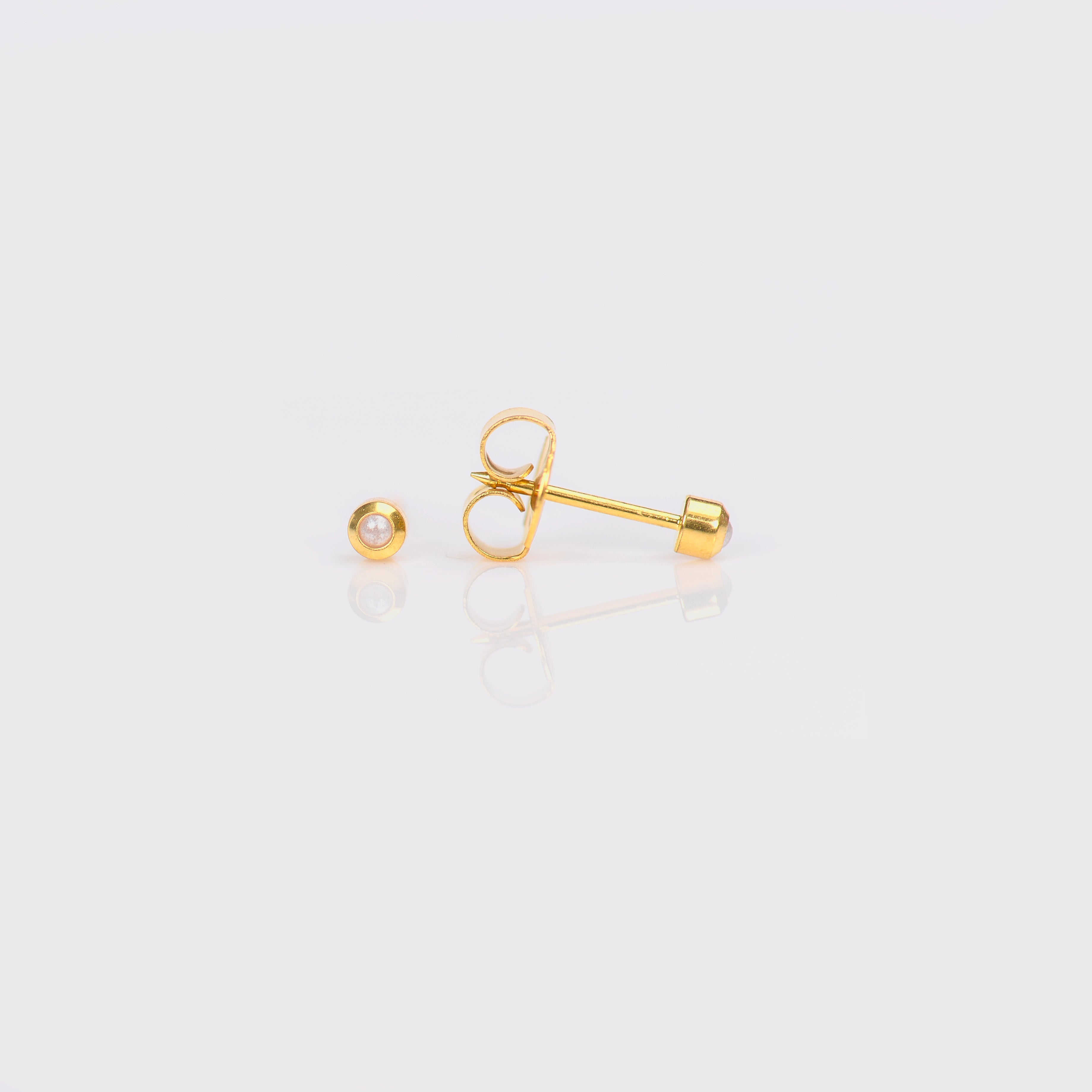 System 75™ 2mm Gold-Plated Bezel-Set White Pearl Piercing Studs
