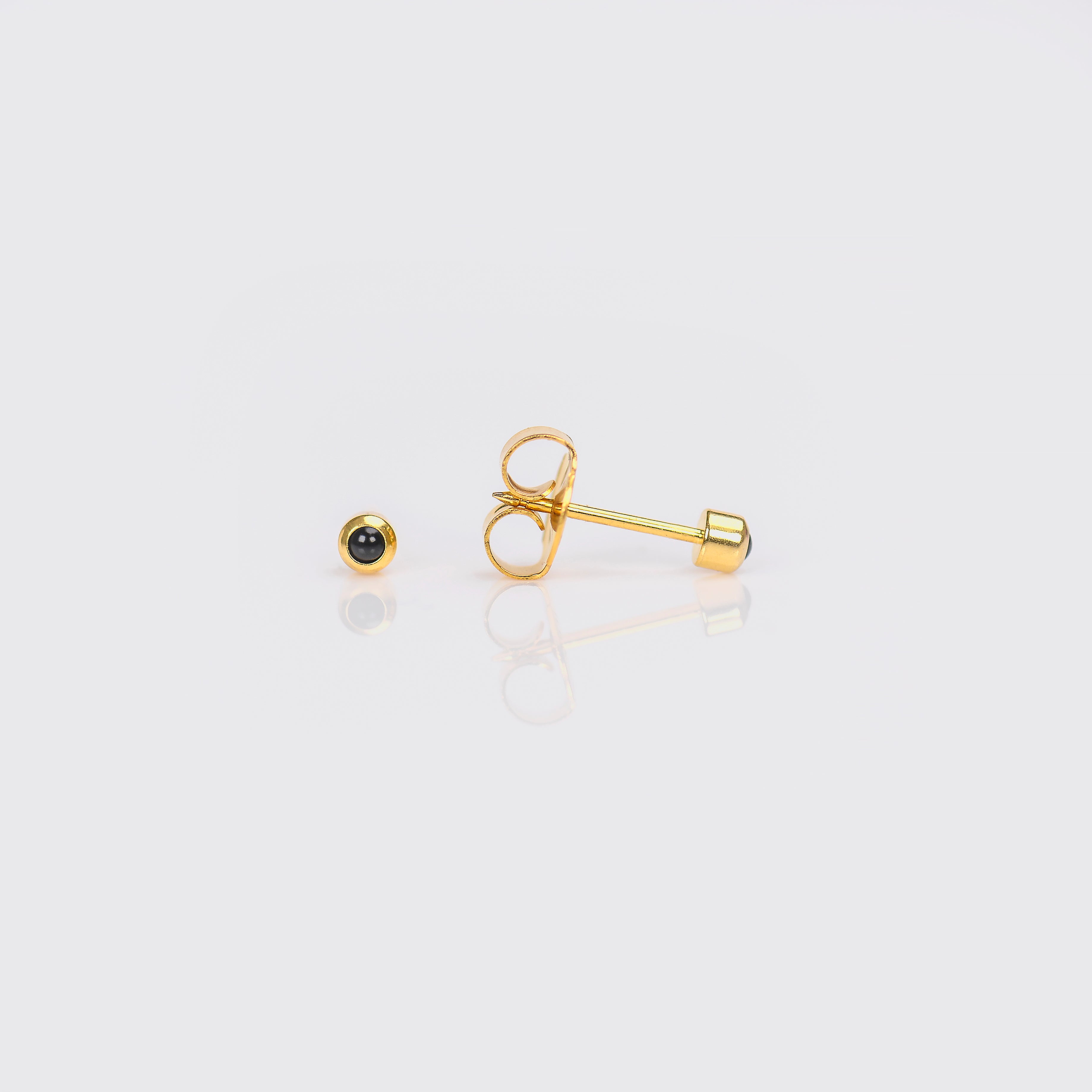 System 75™ 2mm Gold-Plated Bezel-Set Black Pearl Piercing Studs