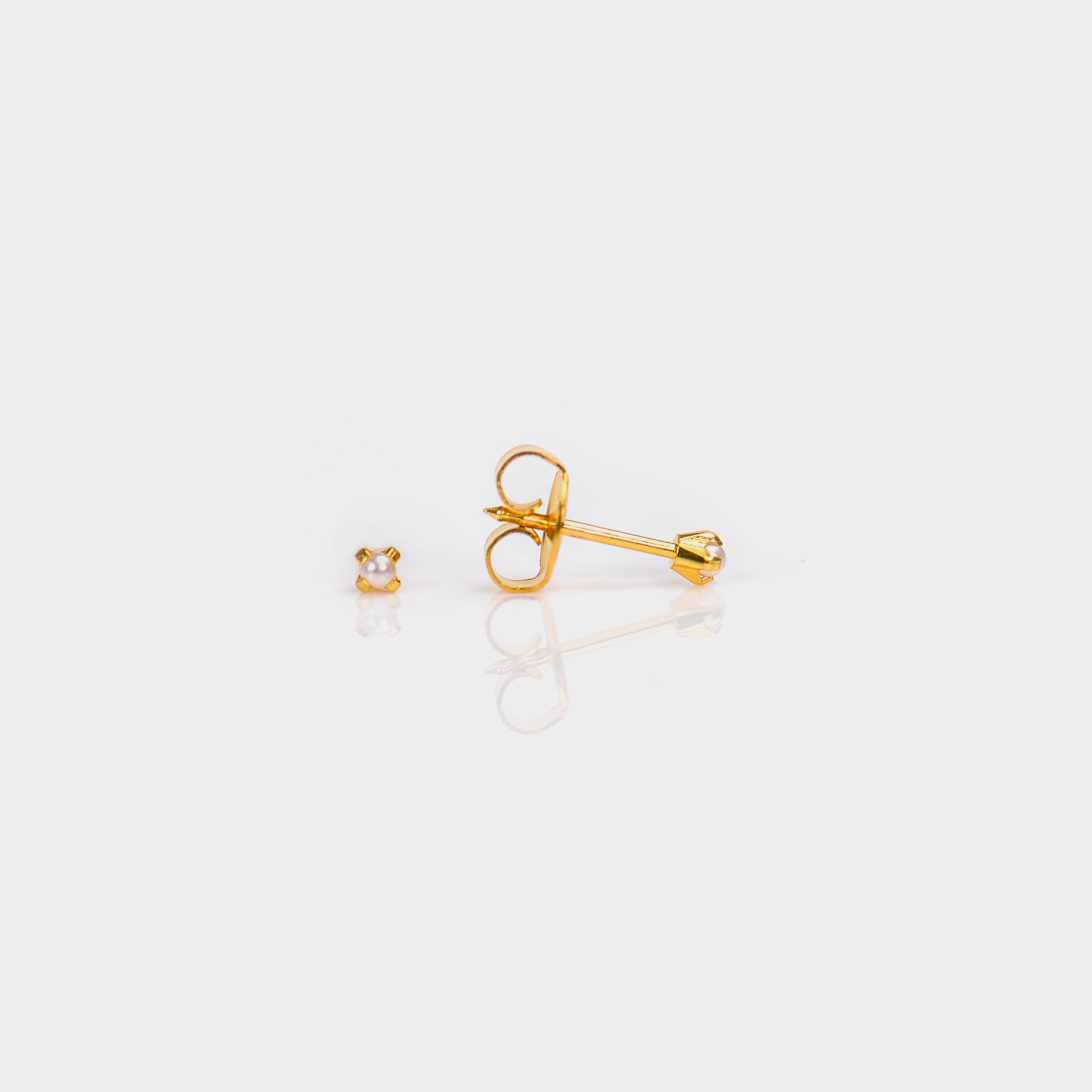 System 75™ 2mm Gold-Plated Prong-Set Pearl Piercing Studs