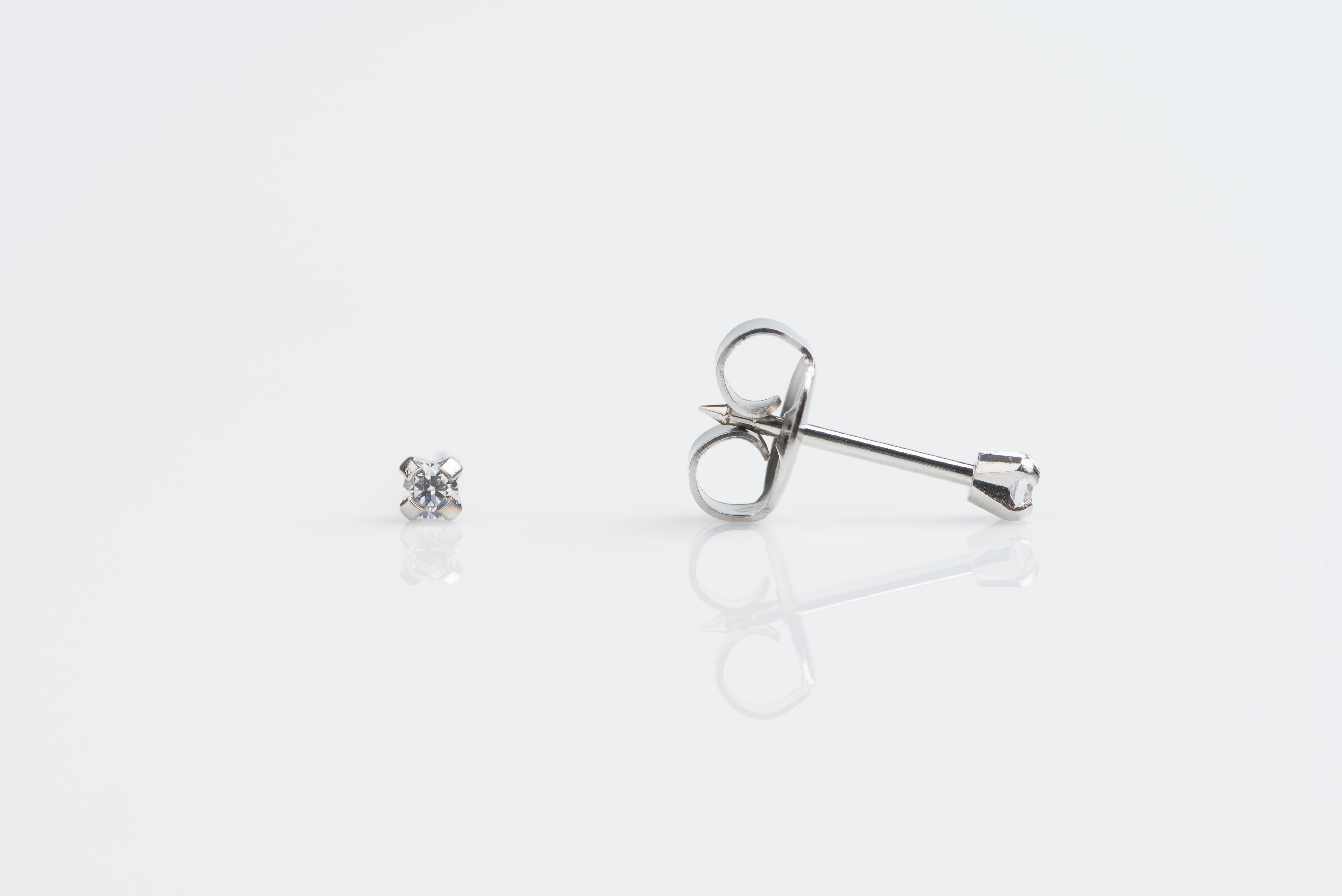 System 75™ 2mm Stainless Steel Prong-Set Cubic Zirconia Piercing Studs
