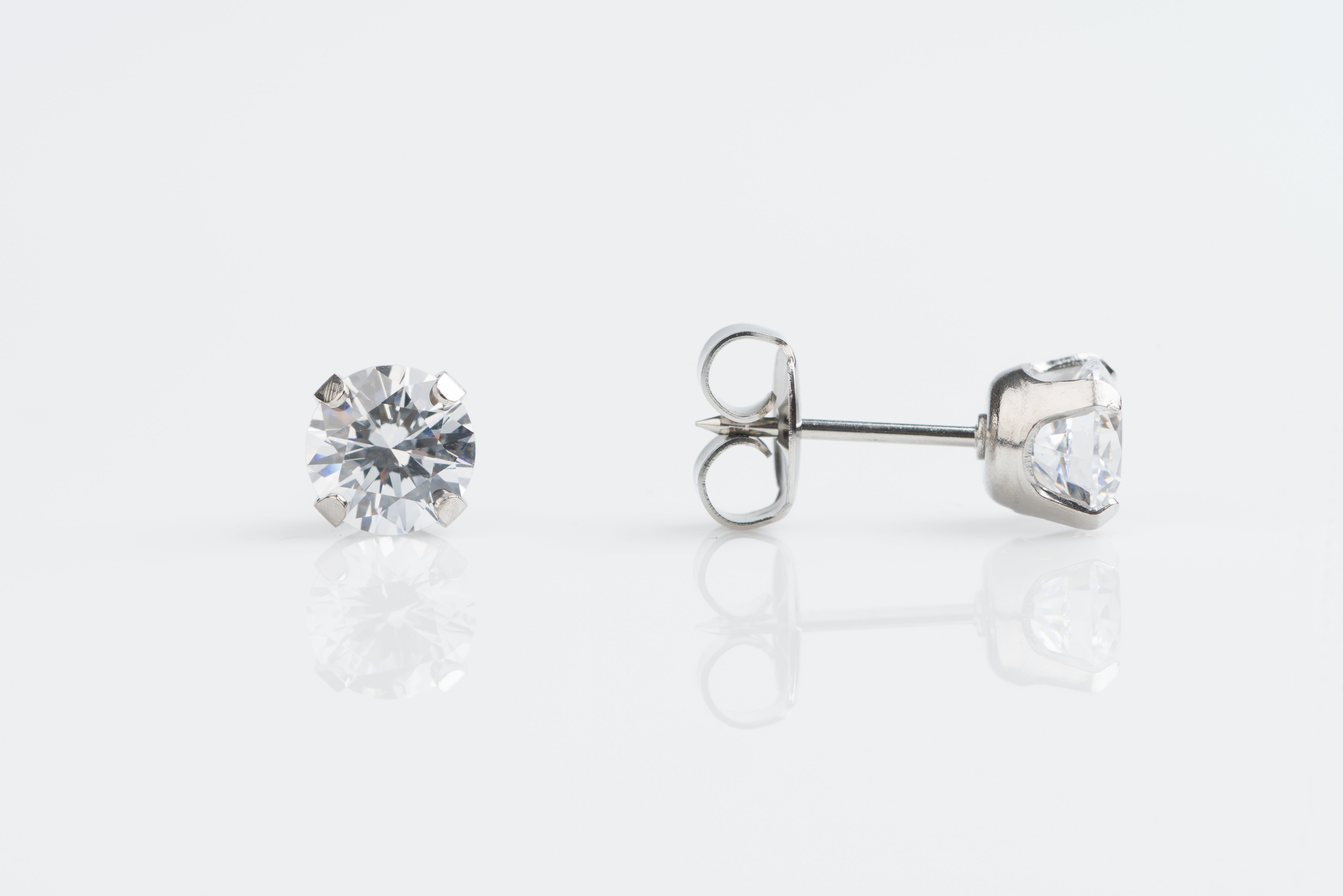 System 75™ 6mm Stainless Steel Prong-Set Cubic Zirconia Piercing Studs