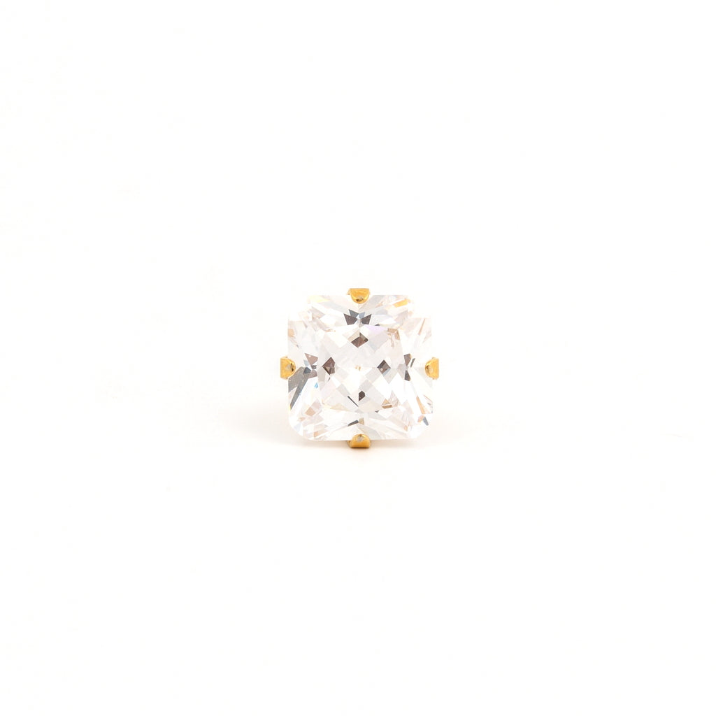 System 75™ 8x8mm Gold-Plated Prong-Set Princess-Cut Cubic Zirconia Piercing Studs