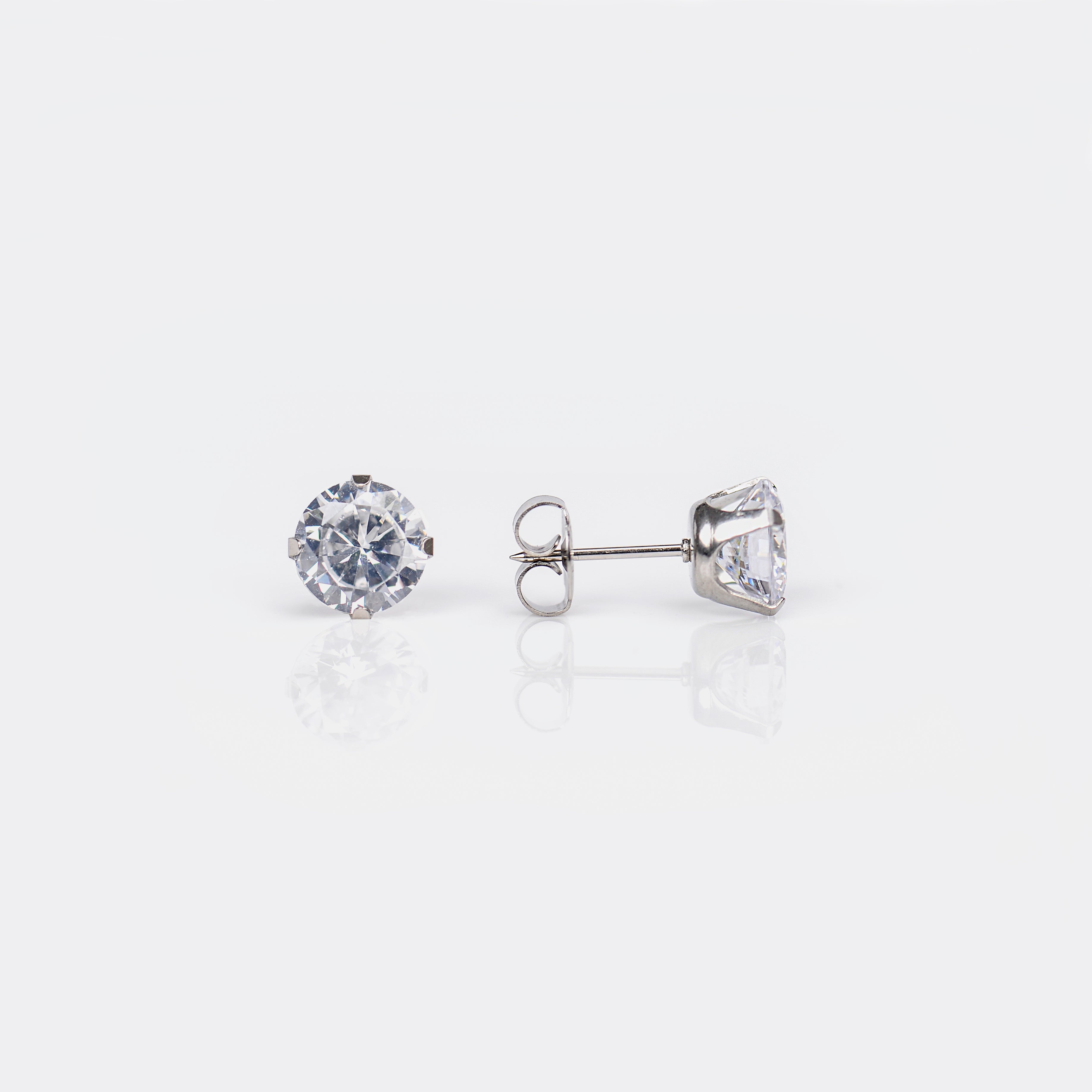 System 75™ 8mm Stainless Steel Prong-Set Cubic Zirconia Piercing Studs