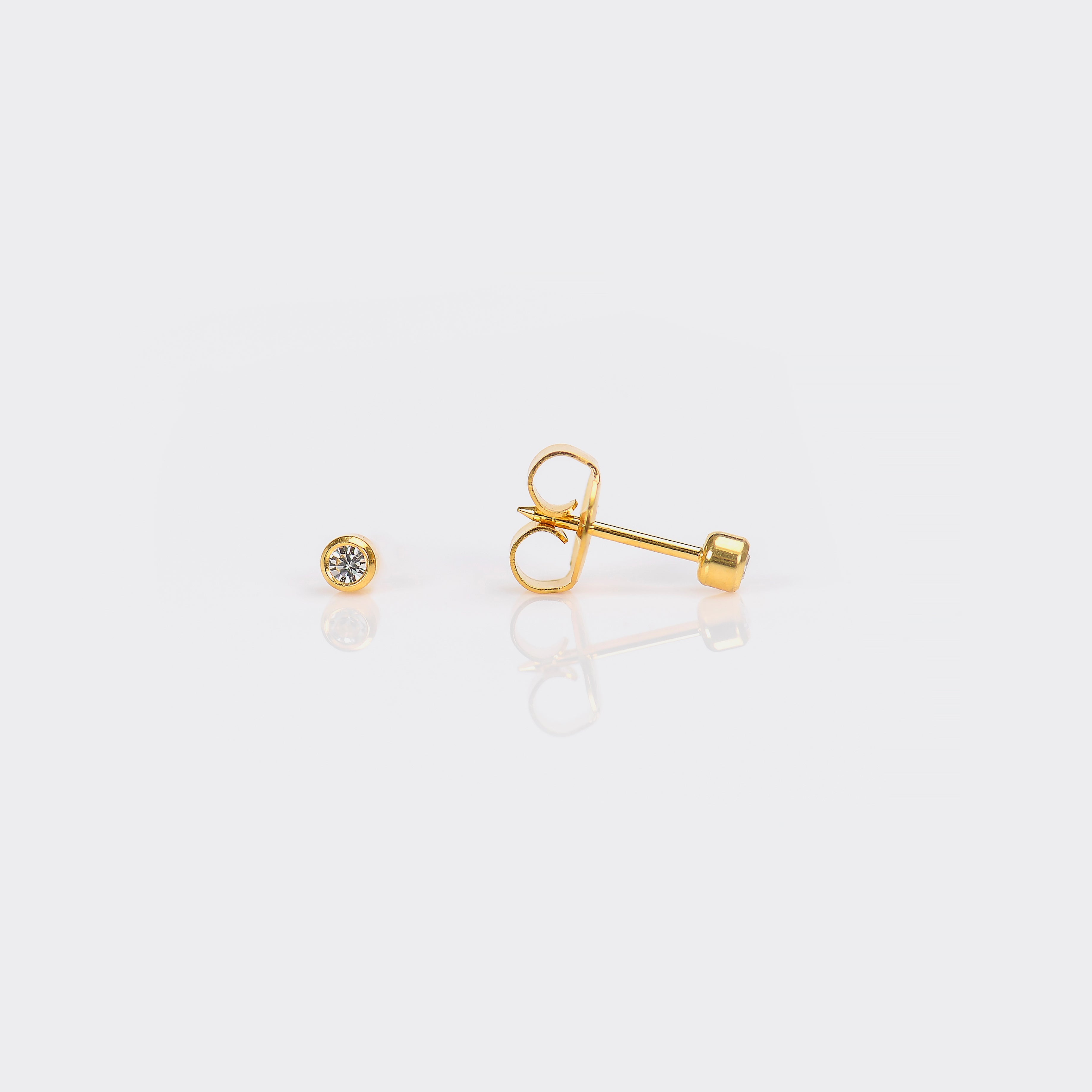 System 75™ 2mm Gold-Plated Bezel-Set Piercing Studs