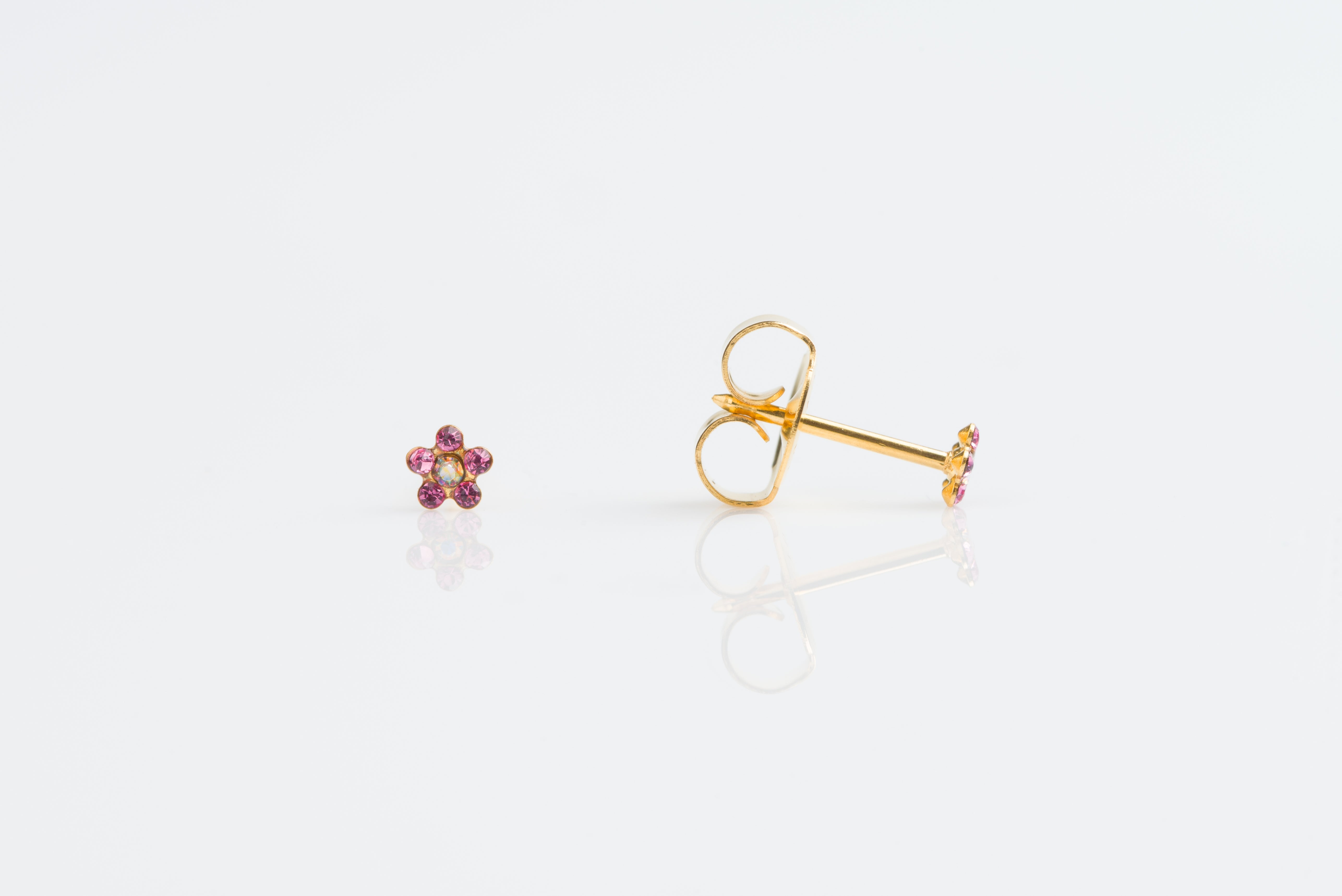 System 75™ 5mm Gold-Plated Rose & Aurora Borealis Daisy Piercing Studs