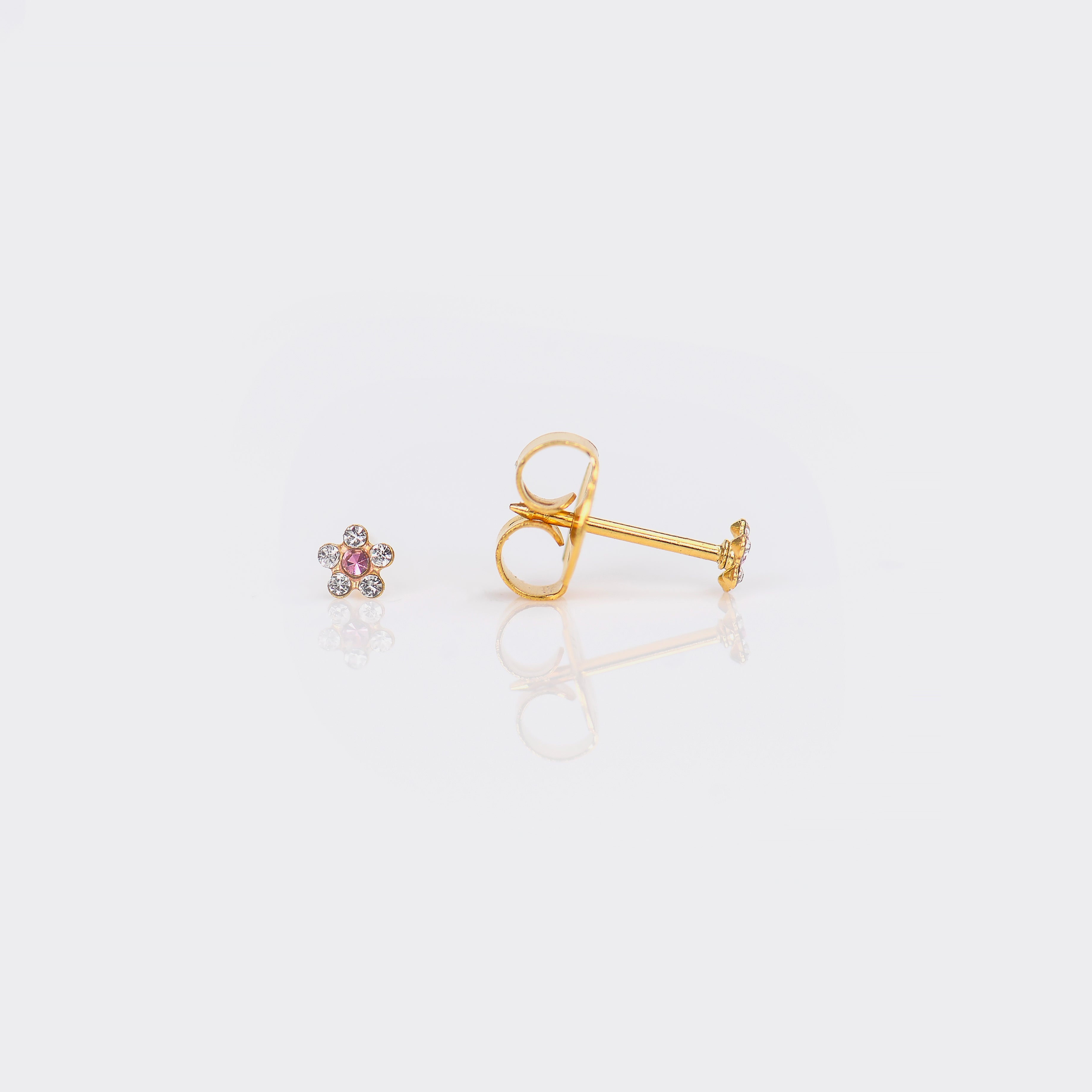 System 75™ 5mm Gold-Plated Crystal & Rose Daisy Piercing Studs