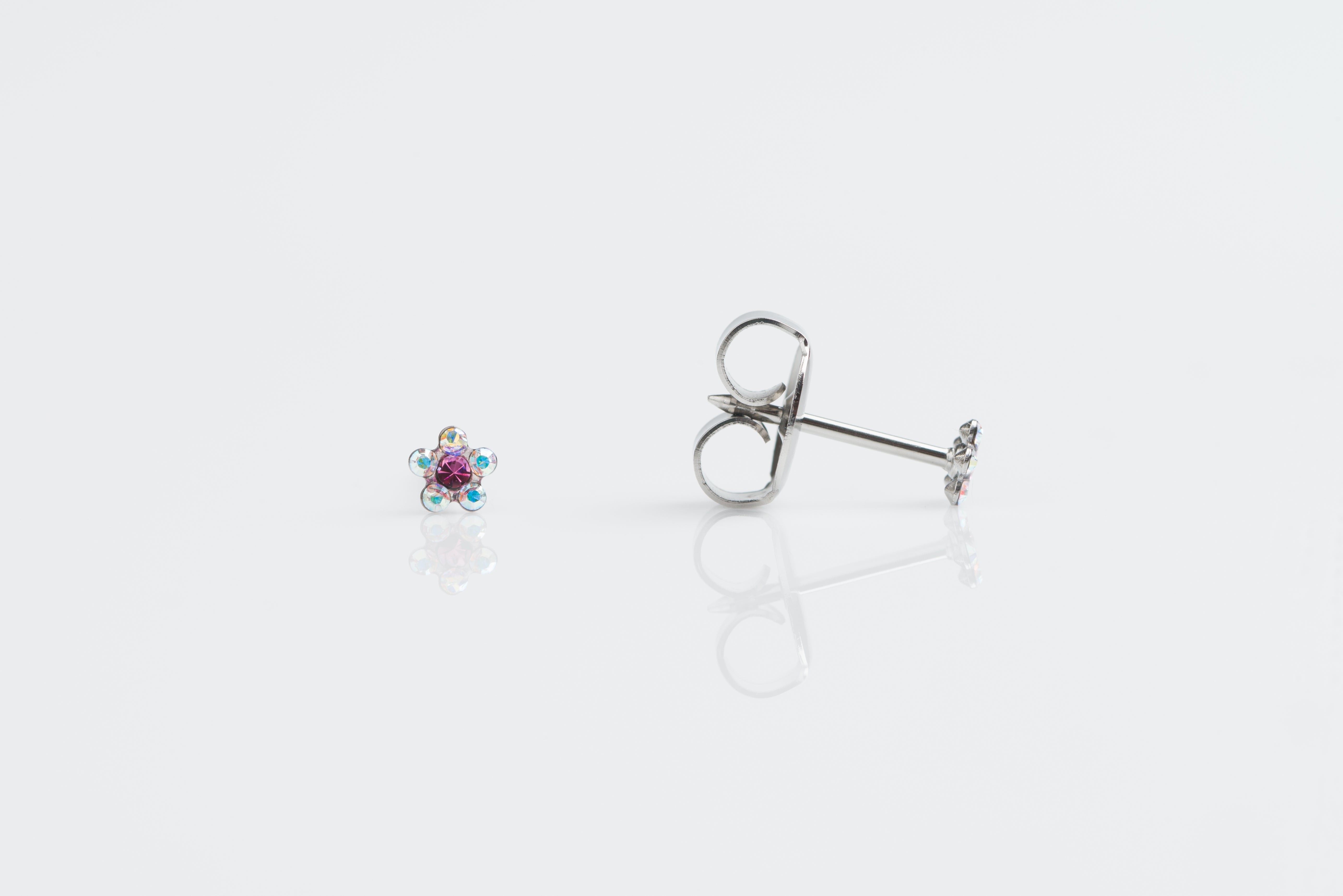 System 75™ 5mm Stainless Steel Aurora Borealis & Rose Daisy Piercing Studs