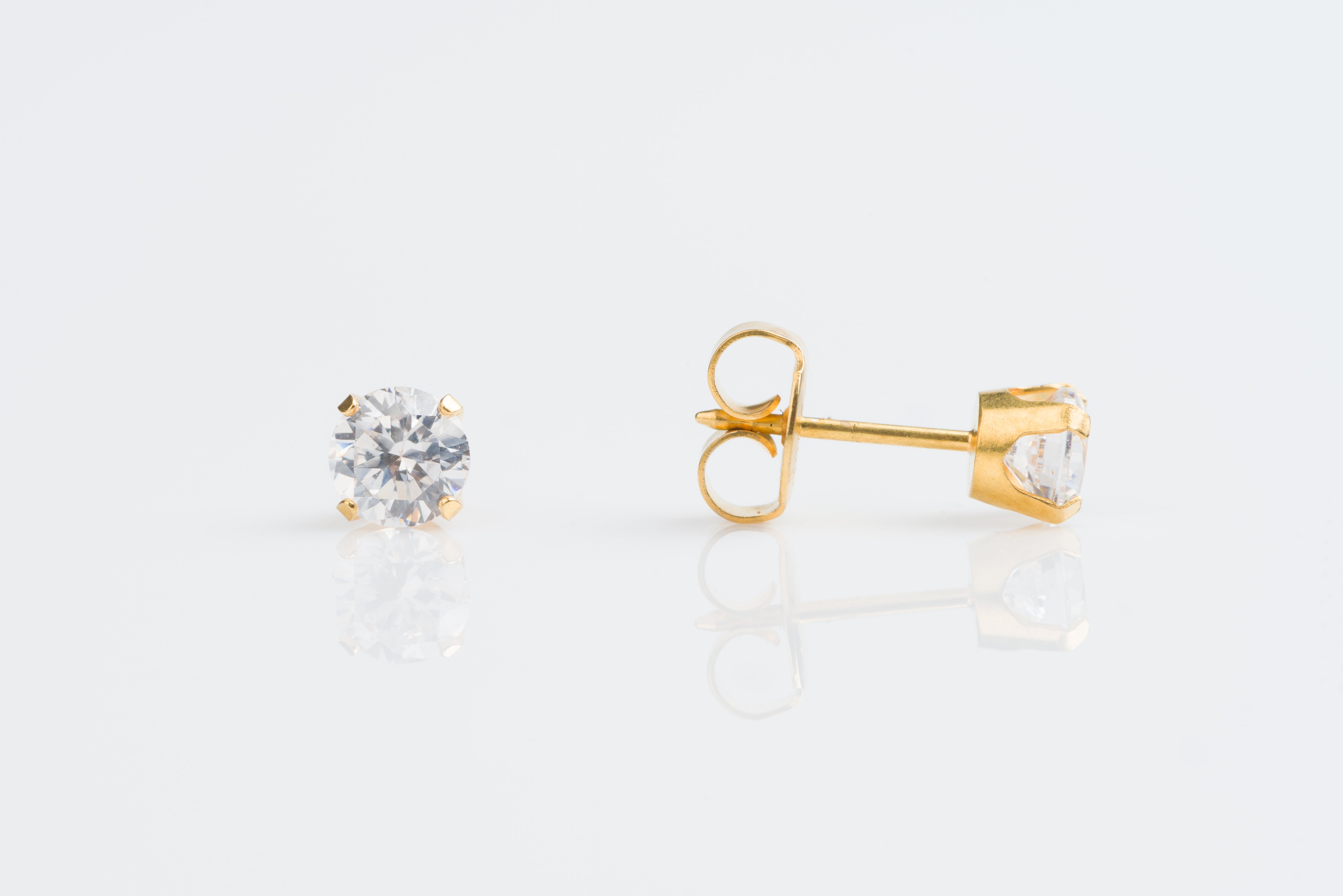 System 75™ 5mm Gold-Plated Prong-Set Cubic Zirconia Piercing Studs