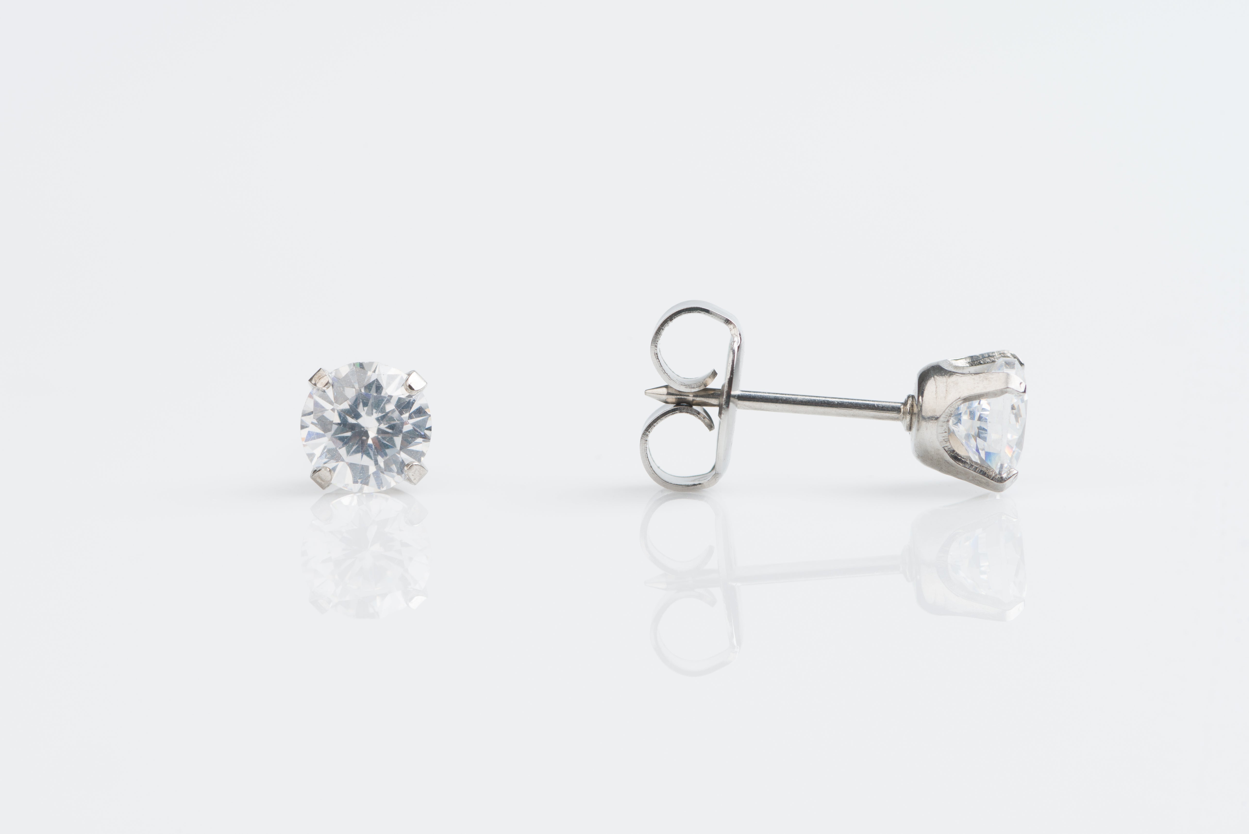 System 75™ 5mm Stainless Steel Prong-Set Cubic Zirconia Piercing Studs
