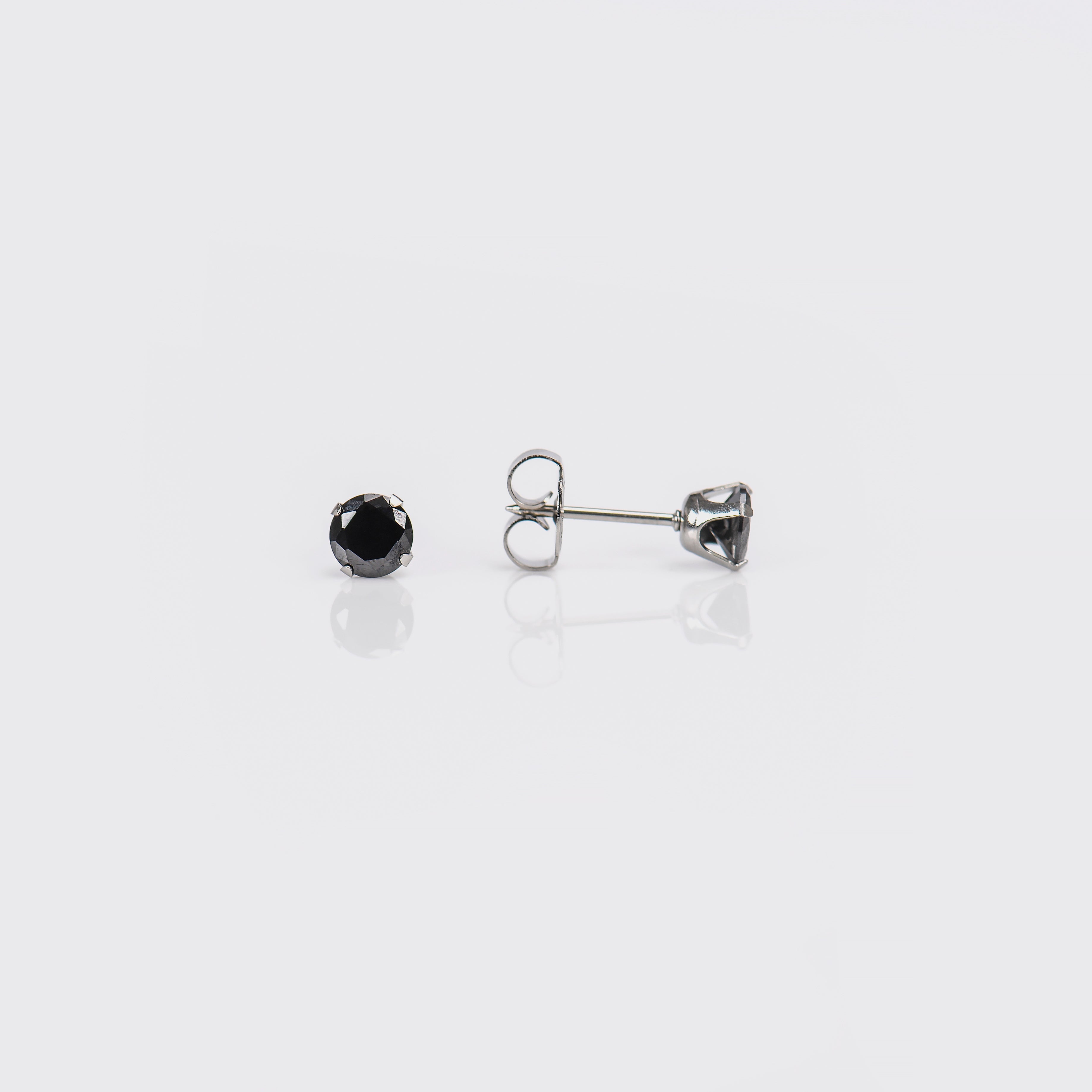 System 75™ 5mm Stainless Steel Prong-Set Black Cubic Zirconia Piercing Studs