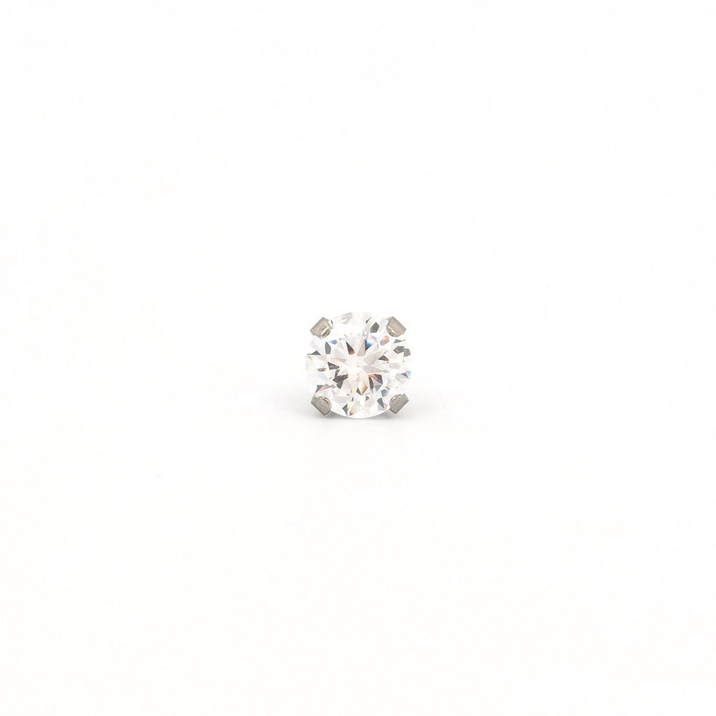Sensitive Sterilized Stainless Steel 6mm Prong-Set Clear Cubic Zirconias