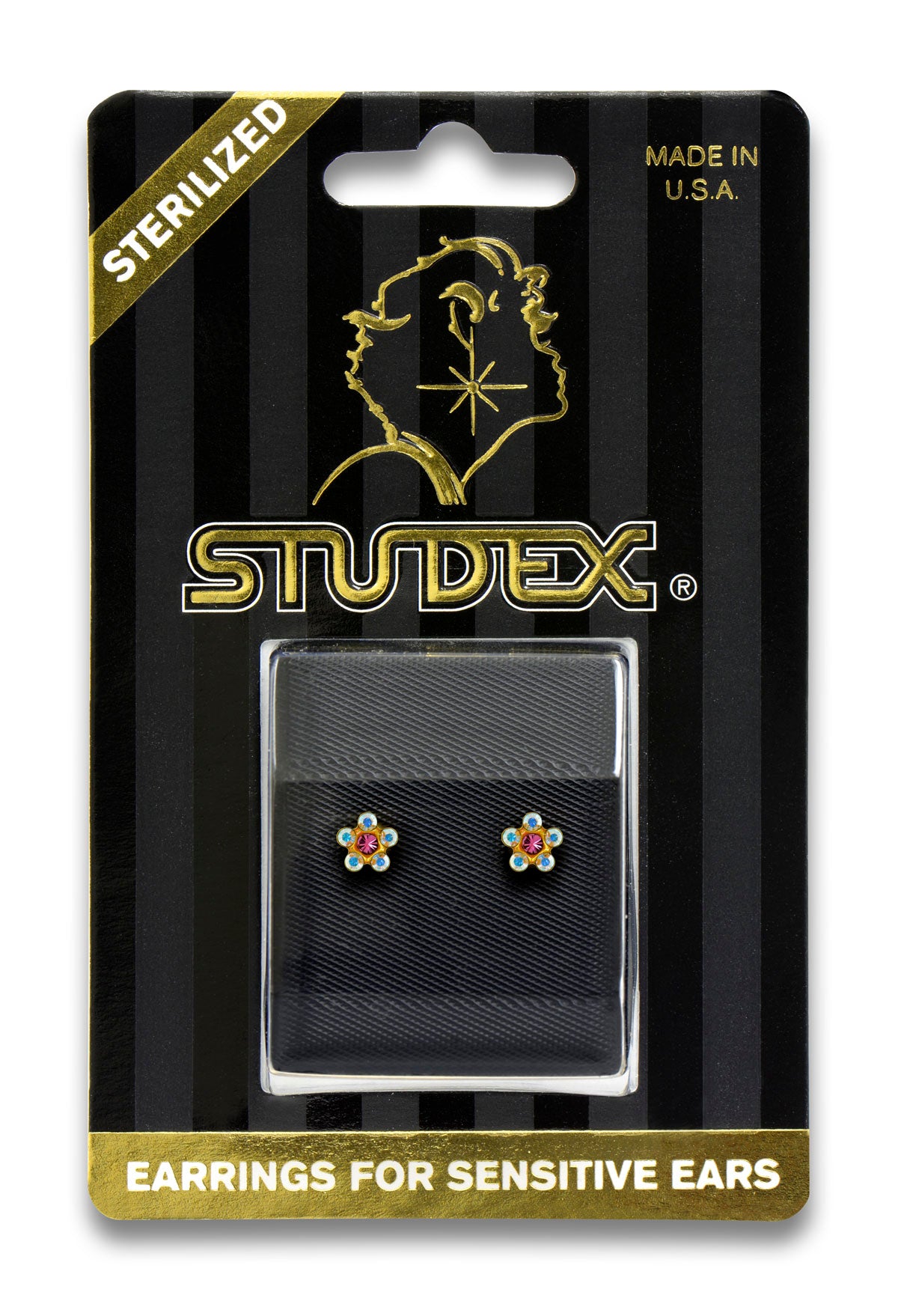 Sensitive Sterilized Stainless Steel 5mm Aurora Borealis Crystal & October Rose Daisies