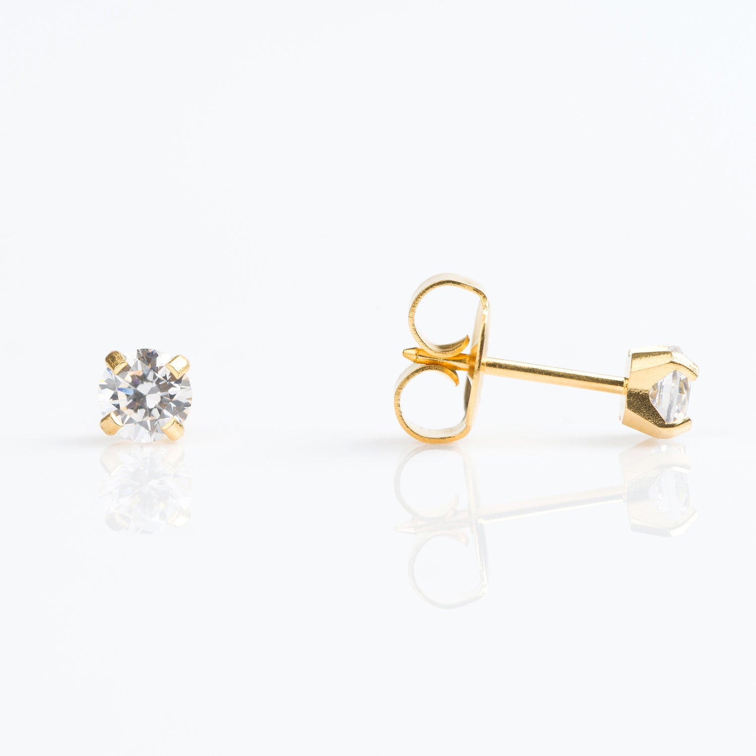 Sensitive Sterilized Gold-Plated 4mm Prong-Set Clear Cubic Zirconias